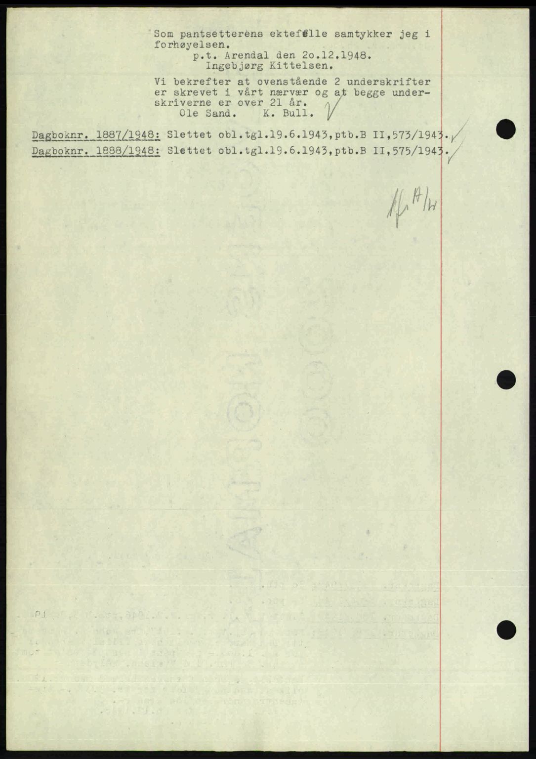 Nedenes sorenskriveri, AV/SAK-1221-0006/G/Gb/Gba/L0060: Mortgage book no. A12, 1948-1949, Diary no: : 1882/1948