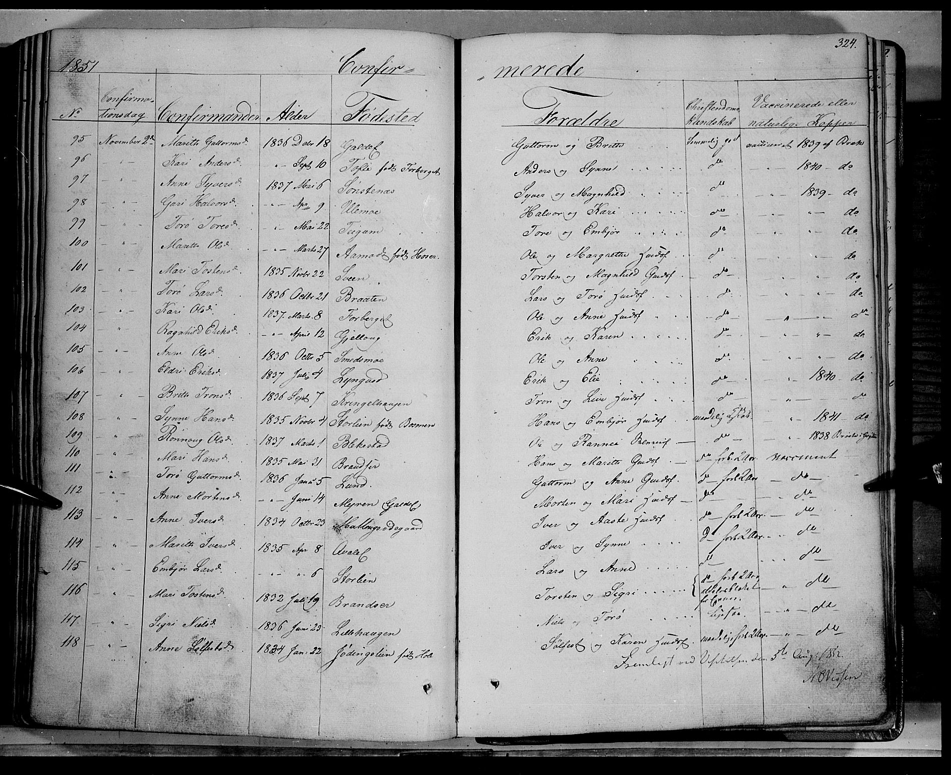 Lom prestekontor, SAH/PREST-070/K/L0006: Parish register (official) no. 6A, 1837-1863, p. 324
