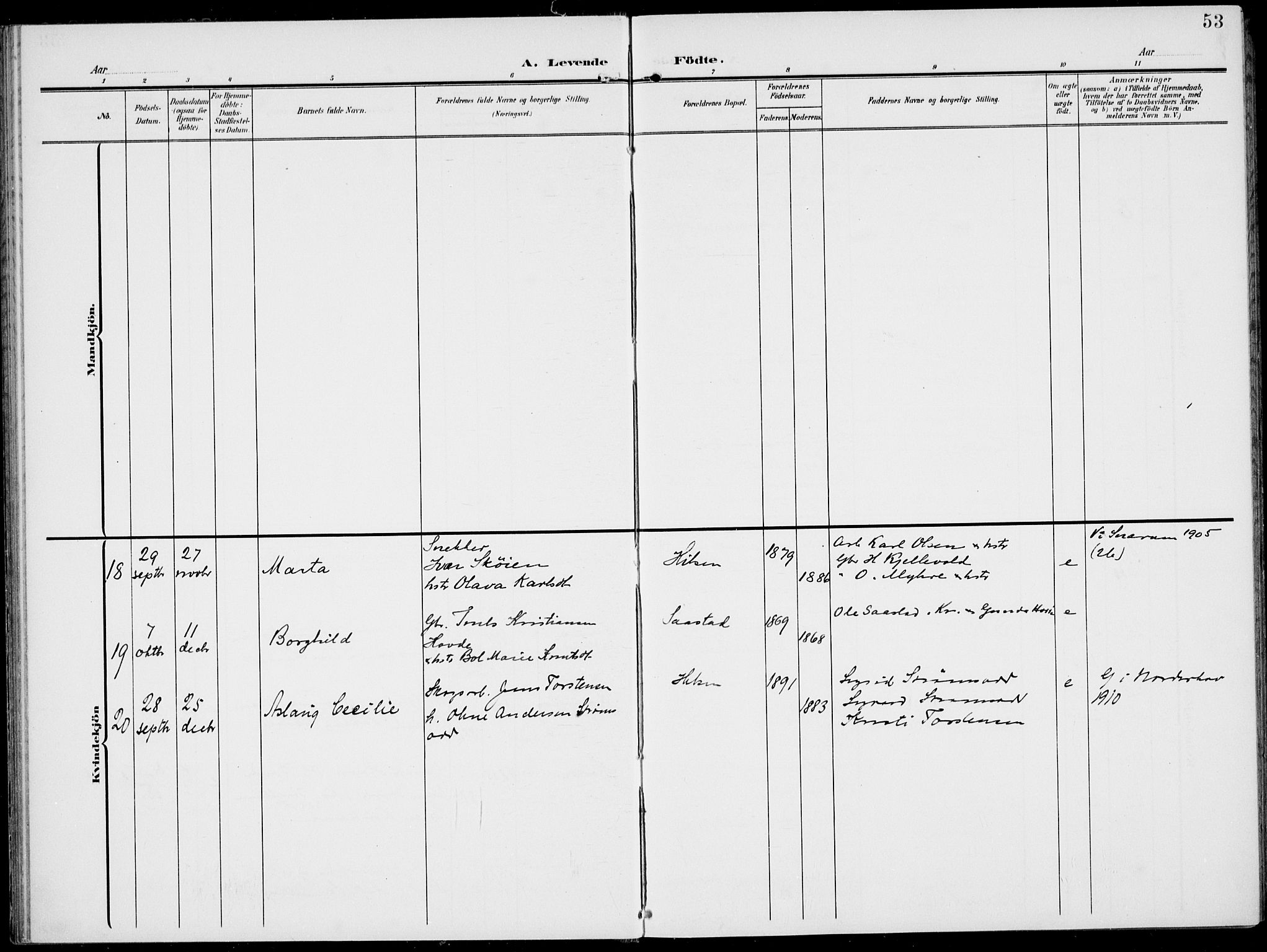 Modum kirkebøker, AV/SAKO-A-234/F/Fa/L0019: Parish register (official) no. 19, 1890-1914, p. 53