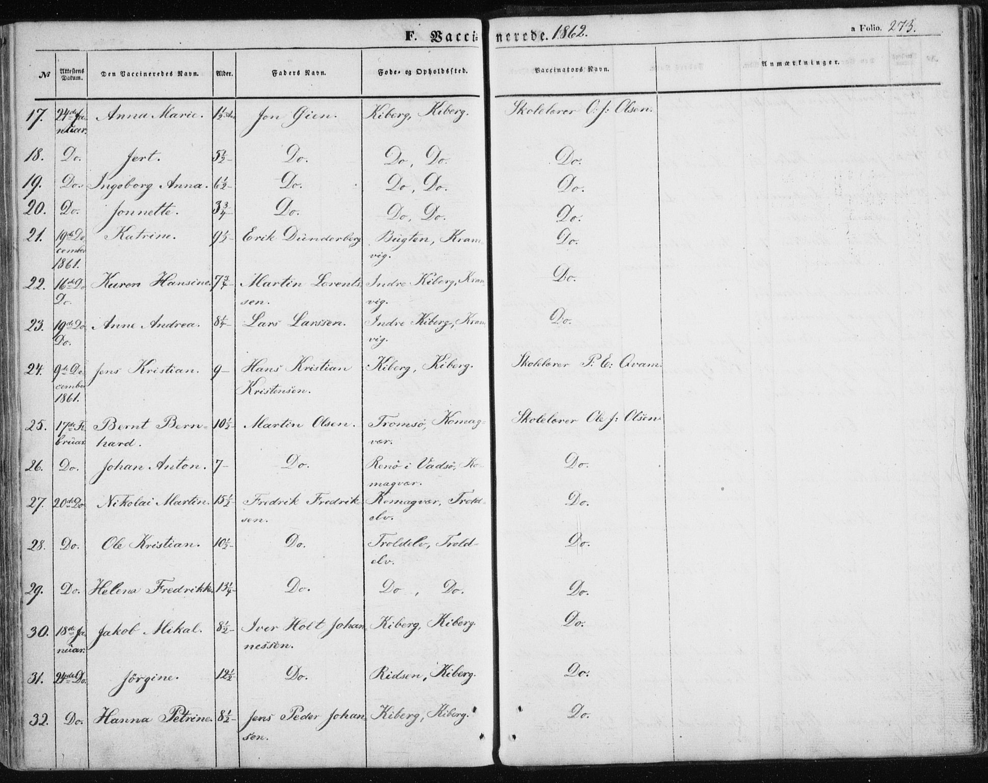 Vardø sokneprestkontor, SATØ/S-1332/H/Ha/L0004kirke: Parish register (official) no. 4, 1862-1871, p. 273