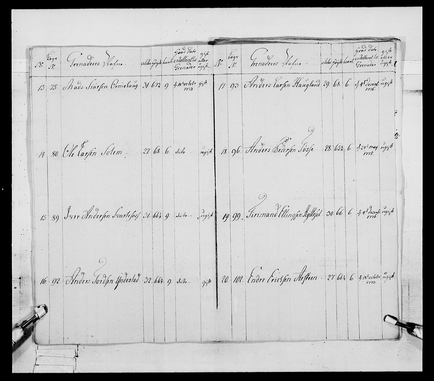 Generalitets- og kommissariatskollegiet, Det kongelige norske kommissariatskollegium, AV/RA-EA-5420/E/Eh/L0090: 1. Bergenhusiske nasjonale infanteriregiment, 1774-1780, p. 304