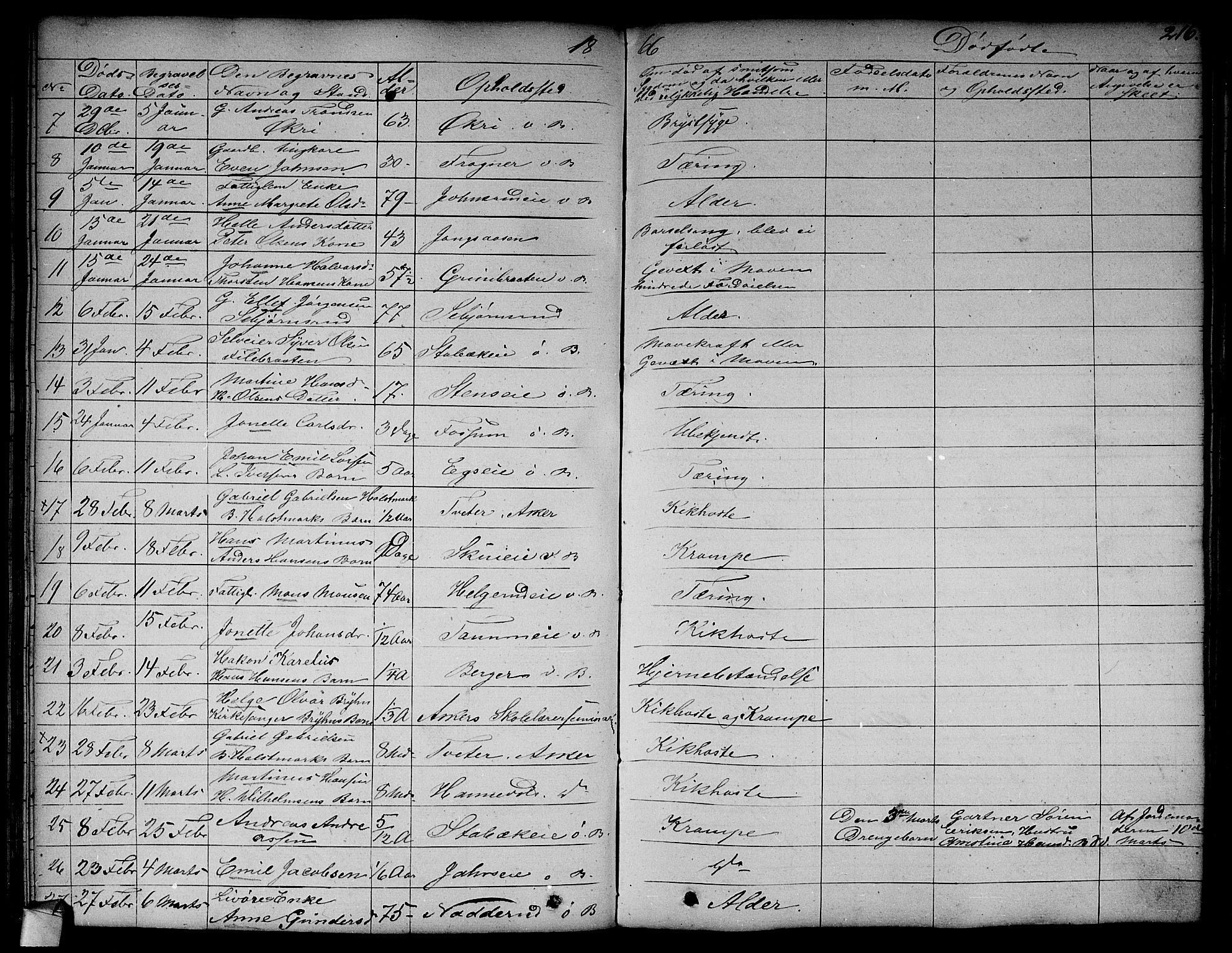 Asker prestekontor Kirkebøker, SAO/A-10256a/F/Fa/L0011: Parish register (official) no. I 11, 1825-1878, p. 216