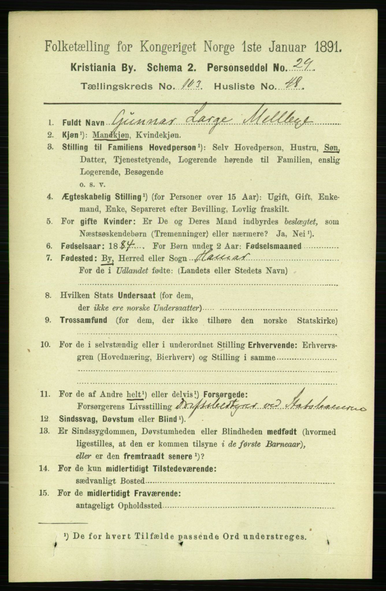 RA, 1891 census for 0301 Kristiania, 1891, p. 52194