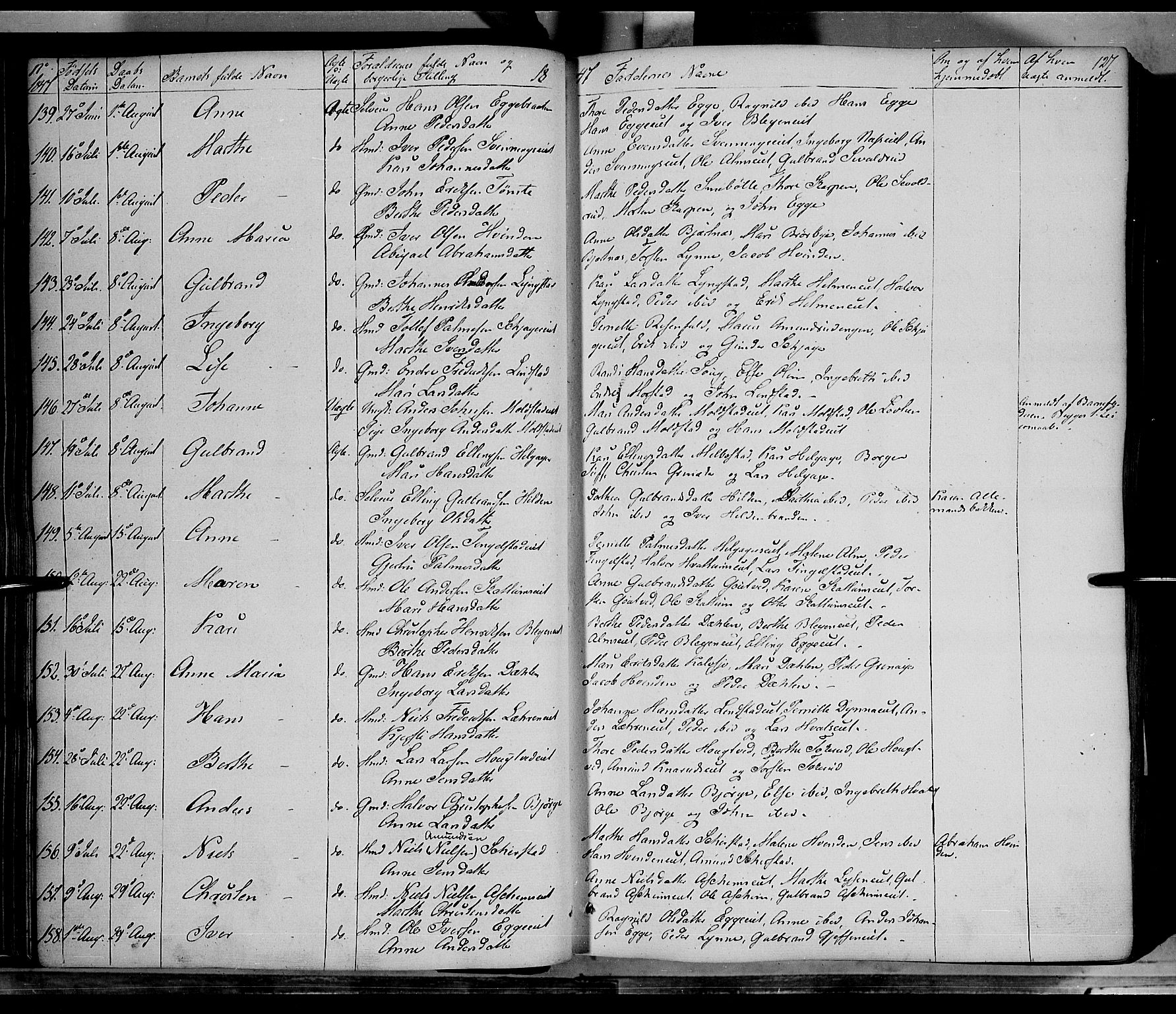 Gran prestekontor, AV/SAH-PREST-112/H/Ha/Haa/L0011: Parish register (official) no. 11, 1842-1856, p. 126-127