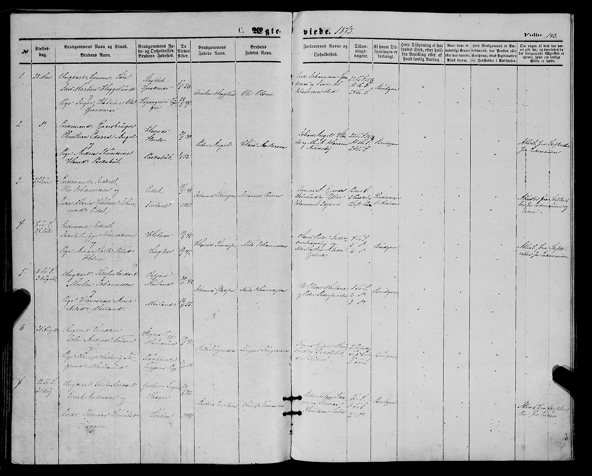 Skjervøy sokneprestkontor, AV/SATØ-S-1300/H/Ha/Haa/L0008kirke: Parish register (official) no. 8, 1871-1877, p. 143