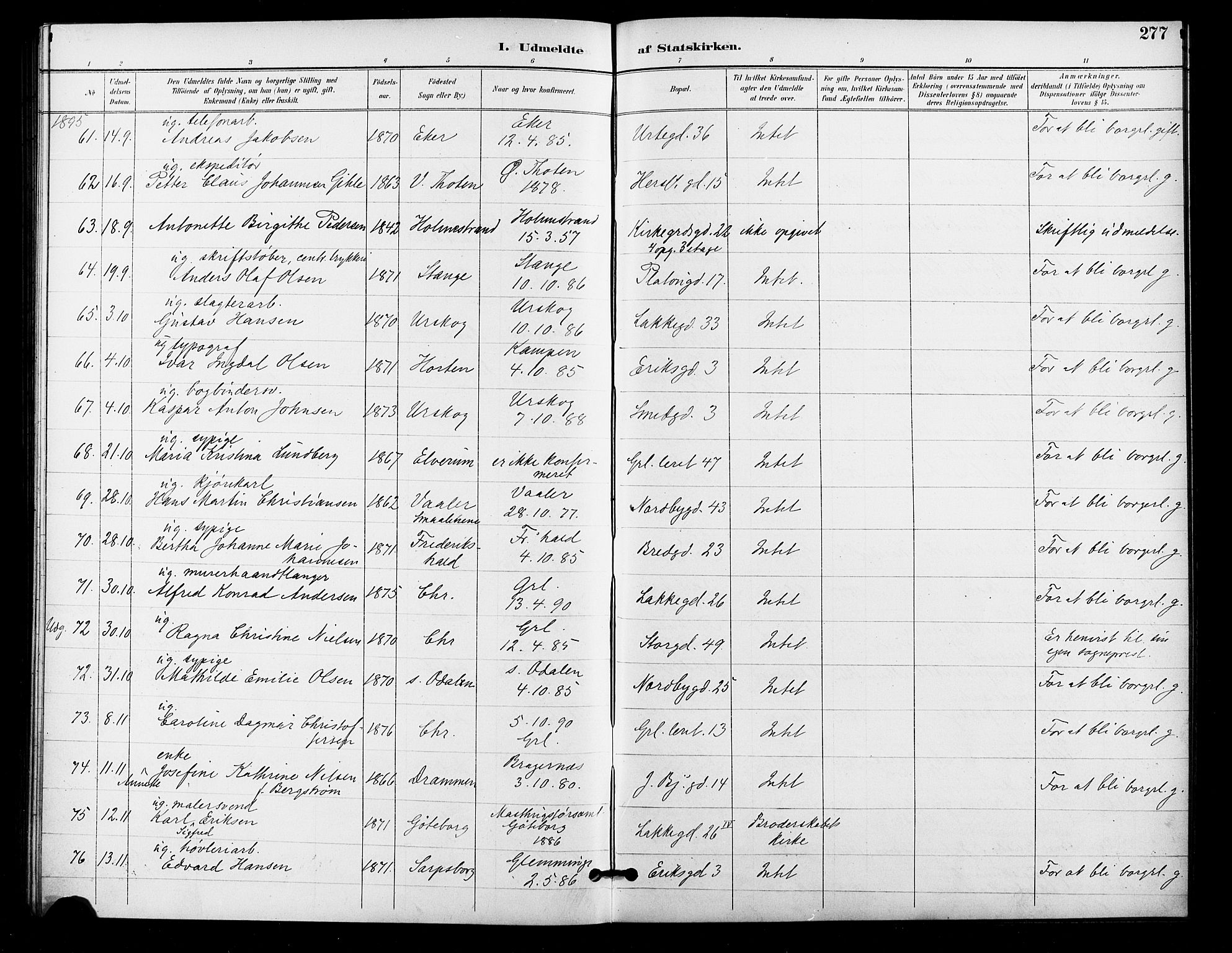 Grønland prestekontor Kirkebøker, AV/SAO-A-10848/F/Fa/L0011: Parish register (official) no. 11, 1892-1907, p. 277