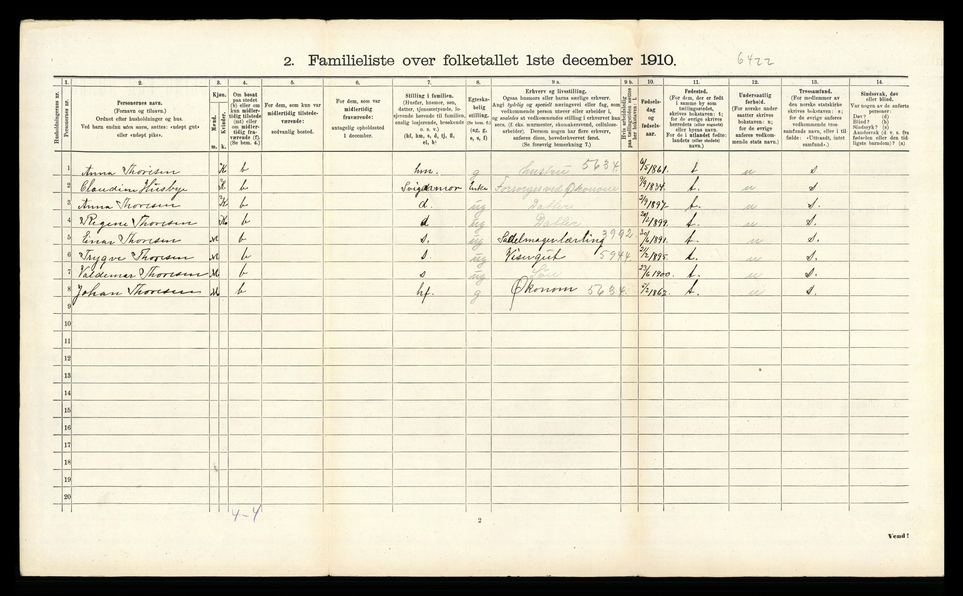 RA, 1910 census for Trondheim, 1910, p. 8080