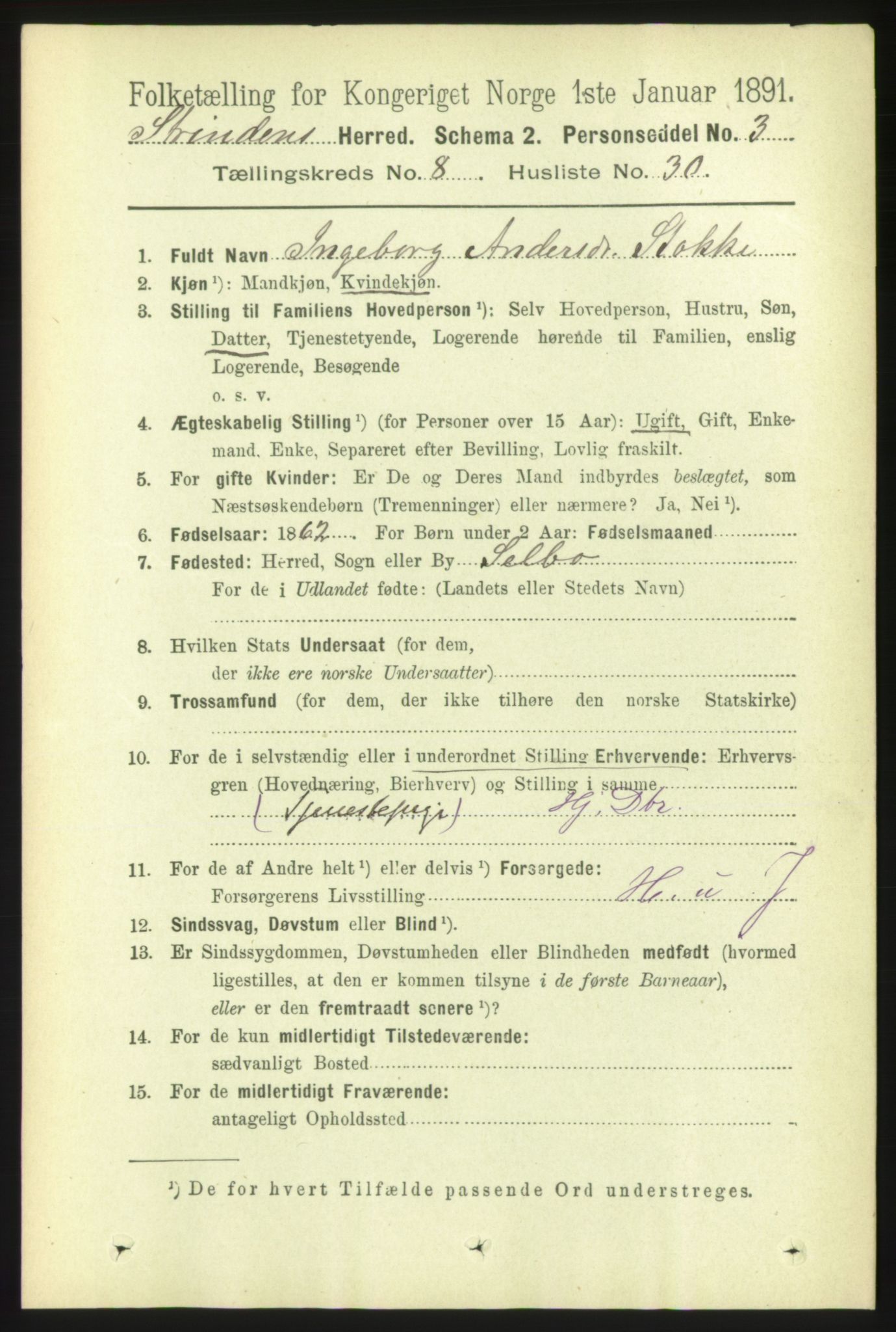 RA, 1891 census for 1660 Strinda, 1891, p. 7267