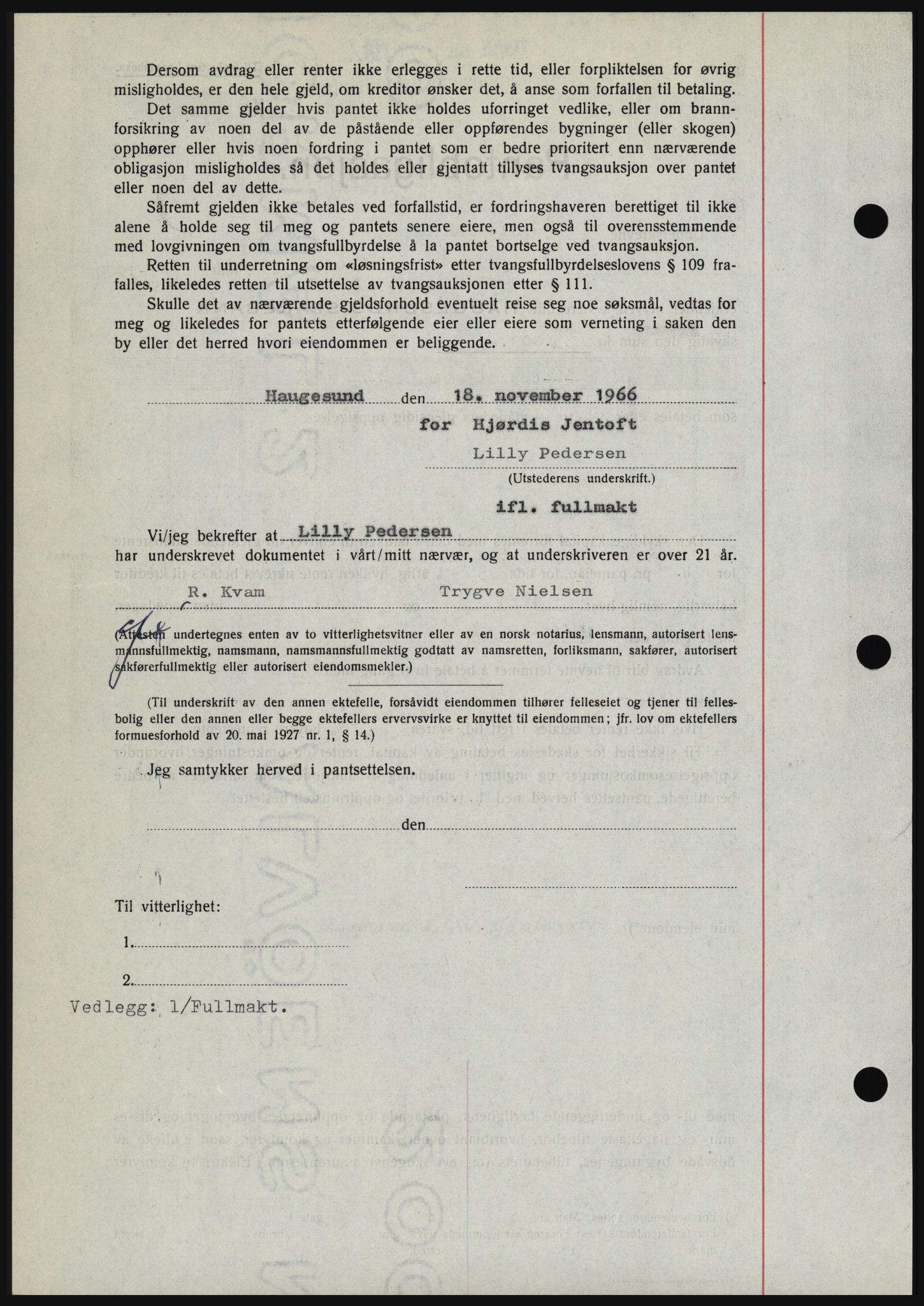 Haugesund tingrett, SAST/A-101415/01/II/IIC/L0056: Mortgage book no. B 56, 1966-1967, Diary no: : 2518/1966
