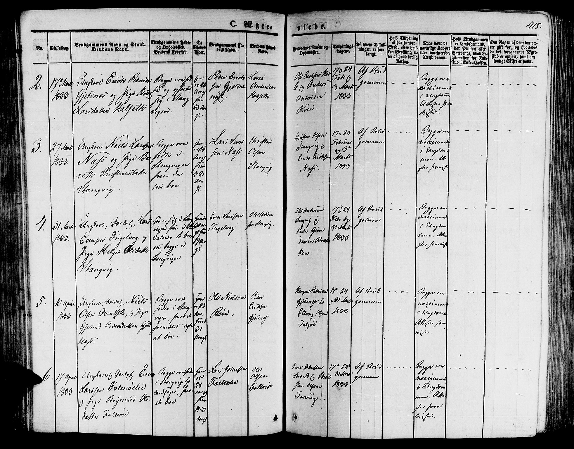 Ministerialprotokoller, klokkerbøker og fødselsregistre - Møre og Romsdal, AV/SAT-A-1454/592/L1024: Parish register (official) no. 592A03 /1, 1831-1849, p. 415