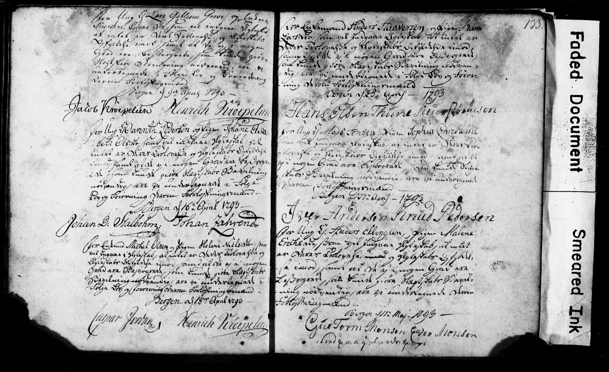 Korskirken sokneprestembete, AV/SAB-A-76101: Best man's statements no. II.5.1, 1776-1816, p. 133