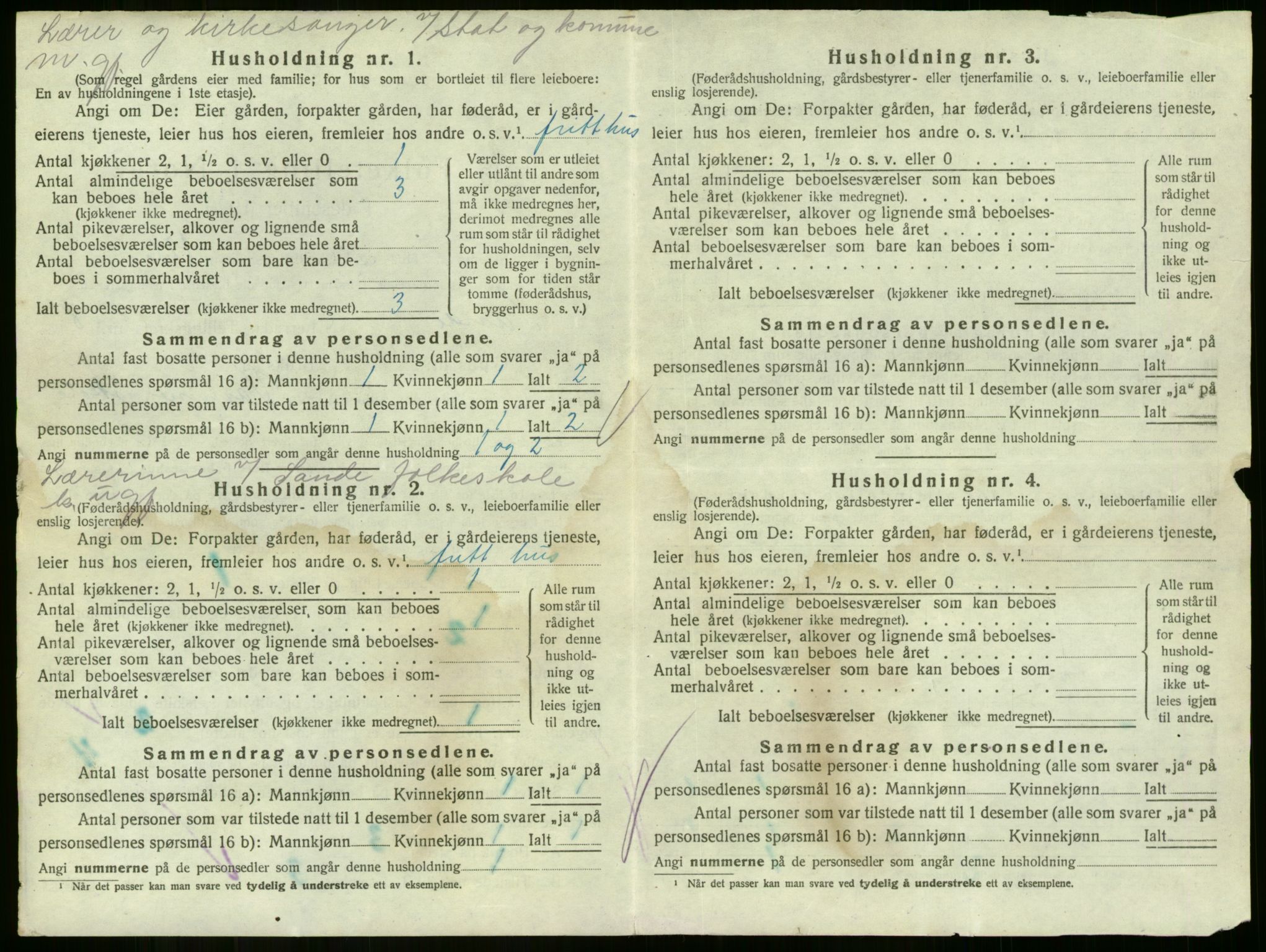 SAKO, 1920 census for Sande, 1920, p. 1611