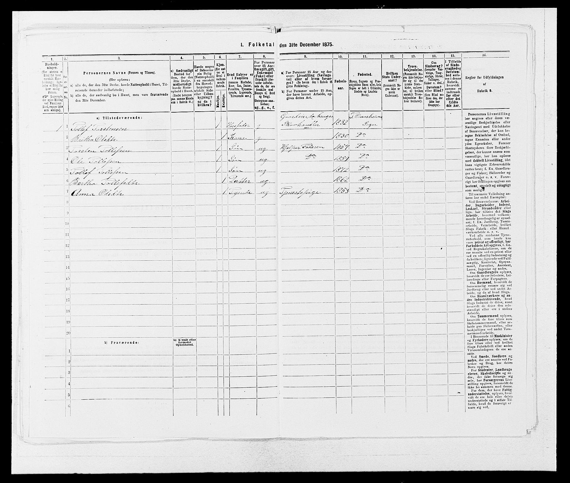 SAB, 1875 census for 1223P Tysnes, 1875, p. 1321
