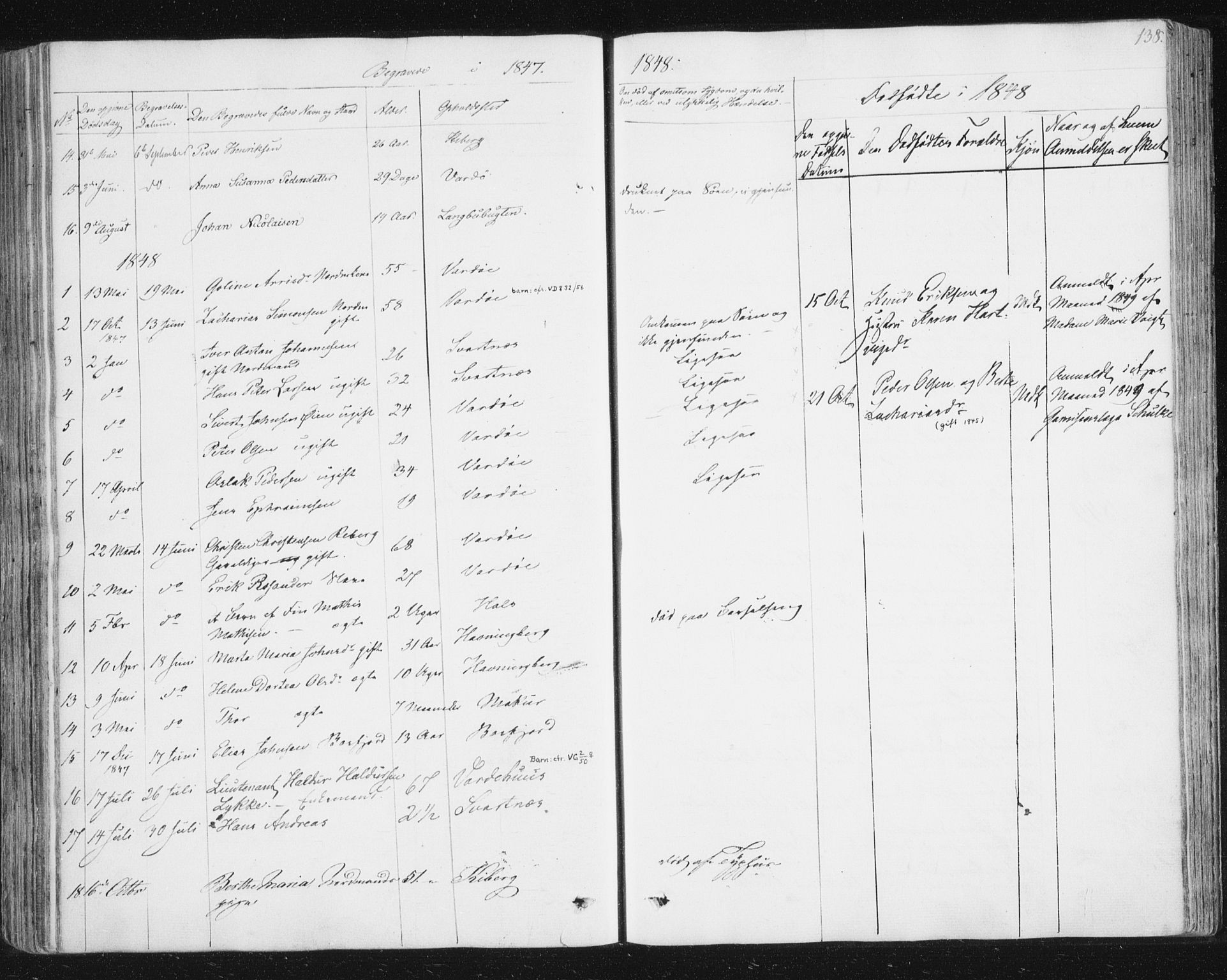 Vardø sokneprestkontor, SATØ/S-1332/H/Ha/L0003kirke: Parish register (official) no. 3, 1843-1861, p. 138