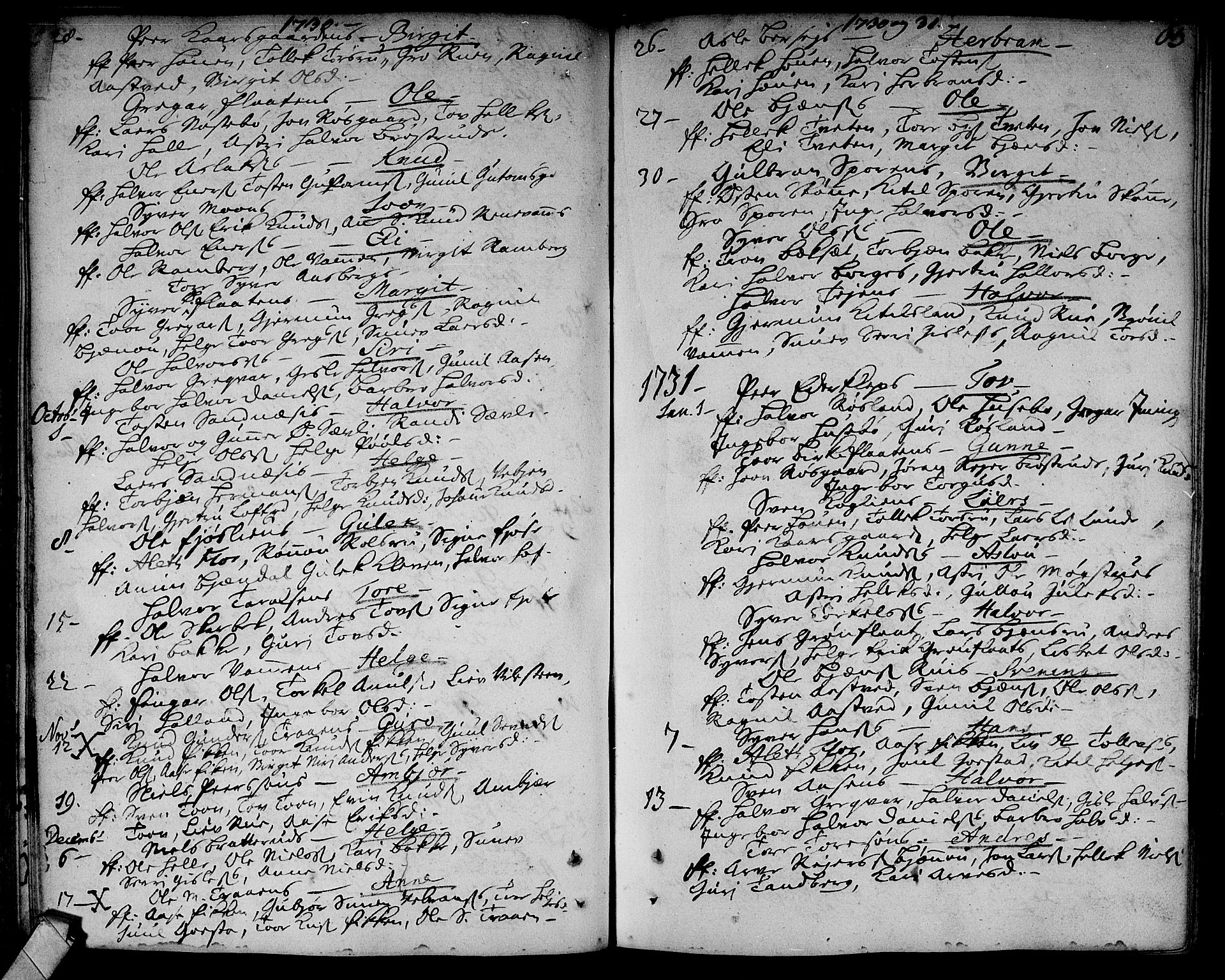 Rollag kirkebøker, SAKO/A-240/F/Fa/L0002: Parish register (official) no. I 2, 1714-1742, p. 63