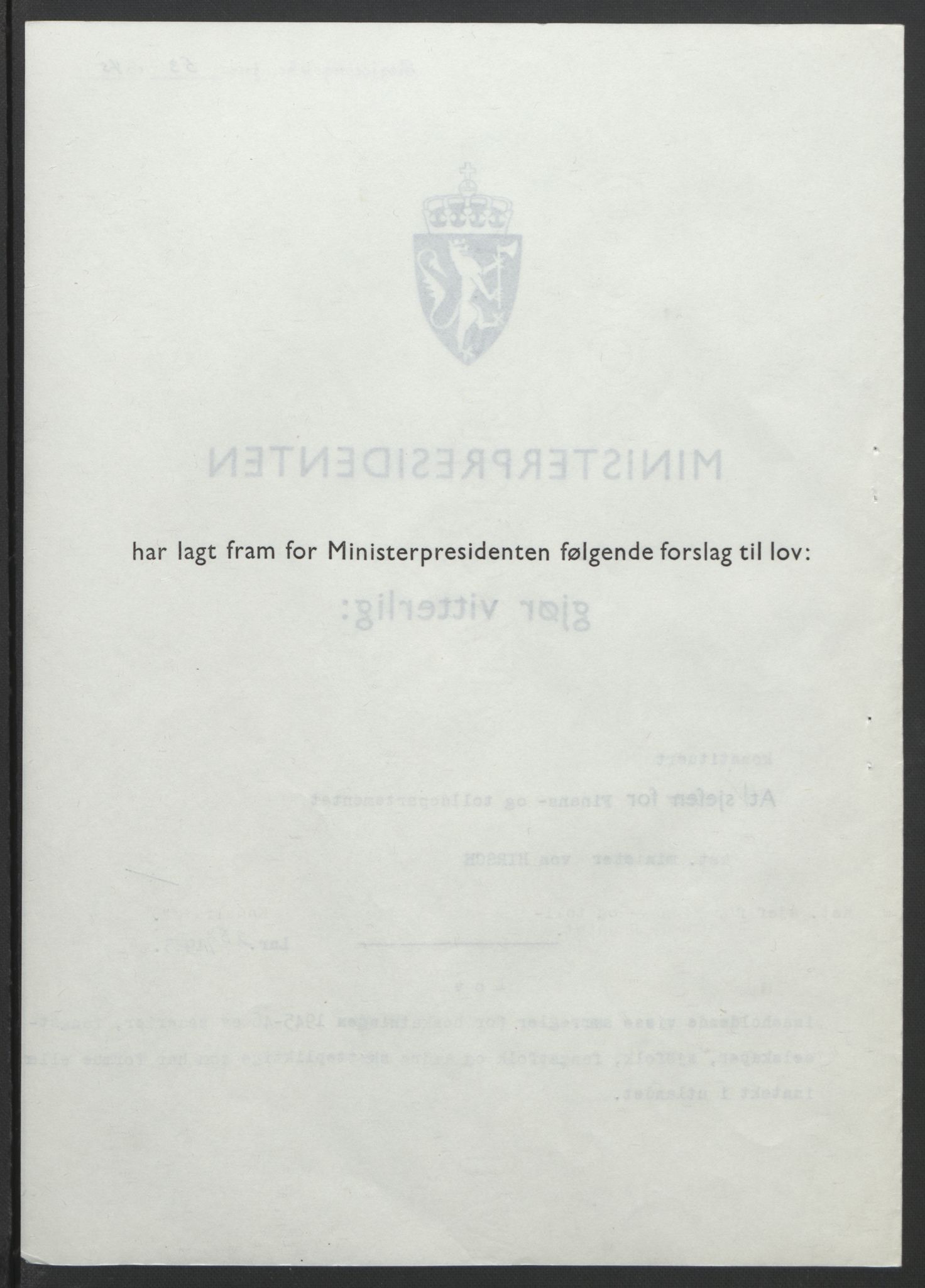 NS-administrasjonen 1940-1945 (Statsrådsekretariatet, de kommisariske statsråder mm), AV/RA-S-4279/D/Db/L0101/0001: -- / Lover og vedtak, 1945, p. 103