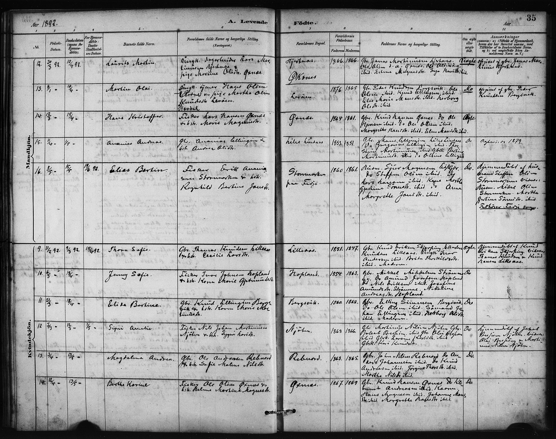 Lindås Sokneprestembete, AV/SAB-A-76701/H/Haa/Haac/L0001: Parish register (official) no. C 1, 1886-1896, p. 35