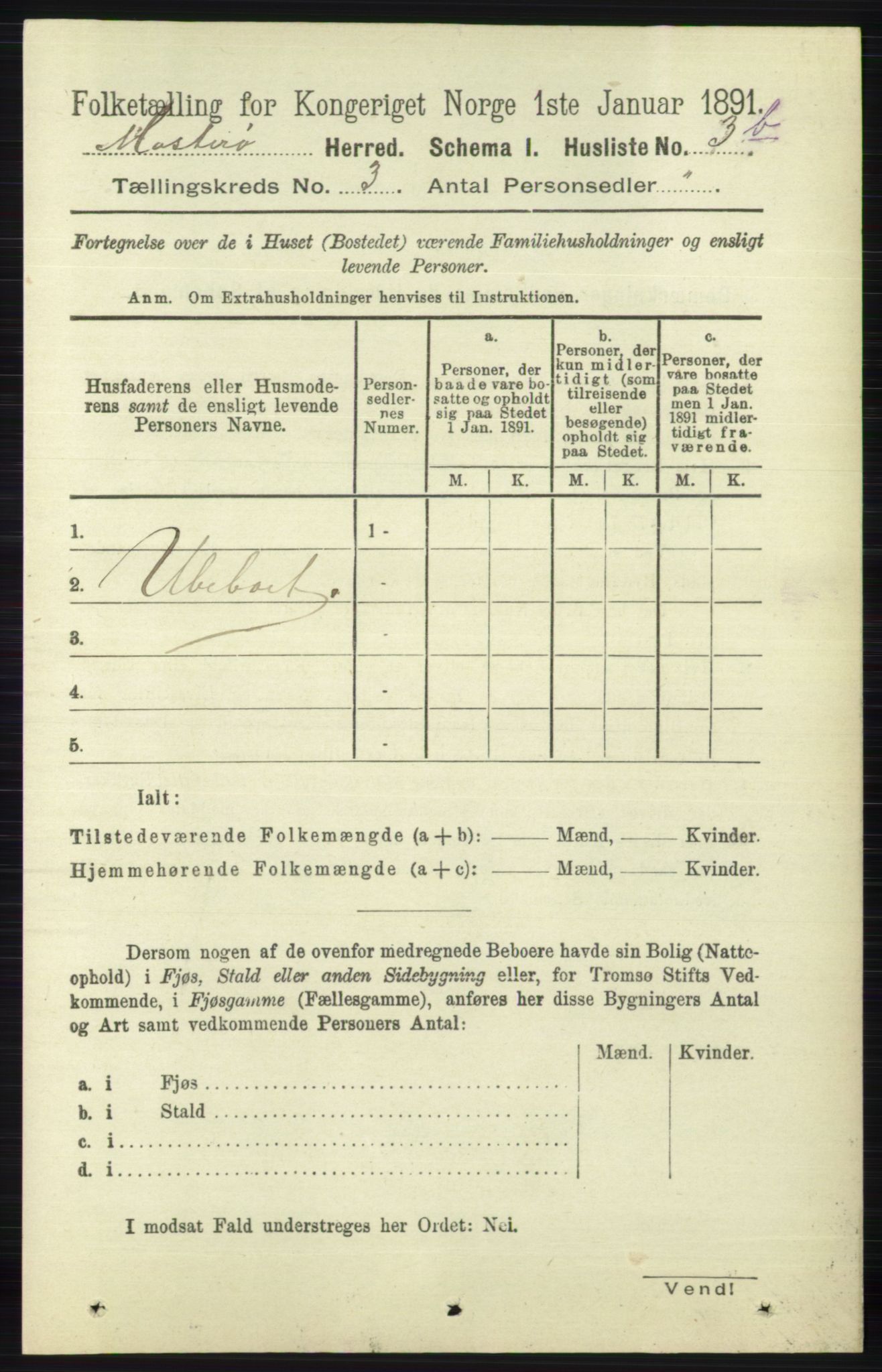 RA, 1891 census for 1143 Mosterøy, 1891, p. 919