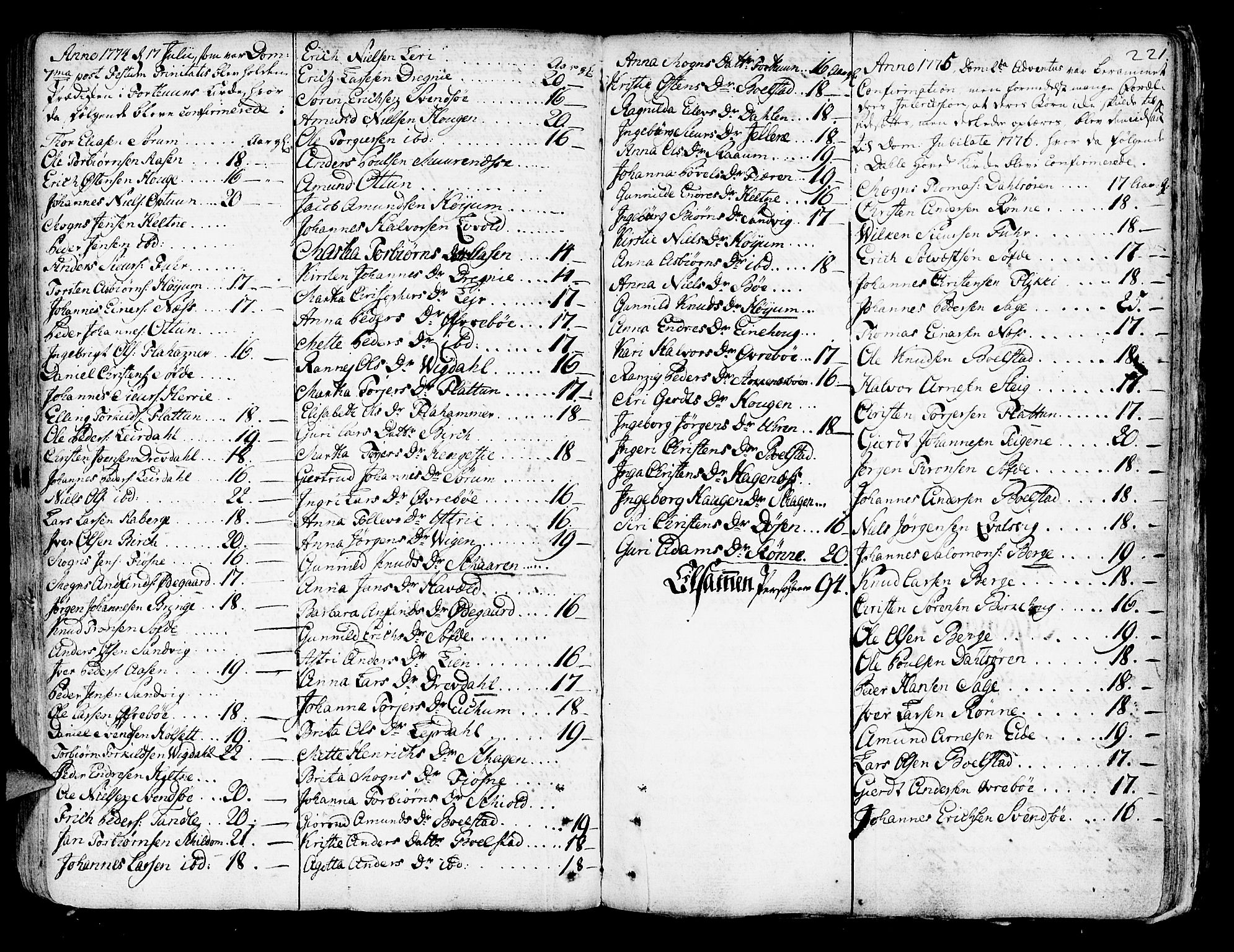 Luster sokneprestembete, SAB/A-81101/H/Haa/Haaa/L0001: Parish register (official) no. A 1, 1731-1803, p. 221