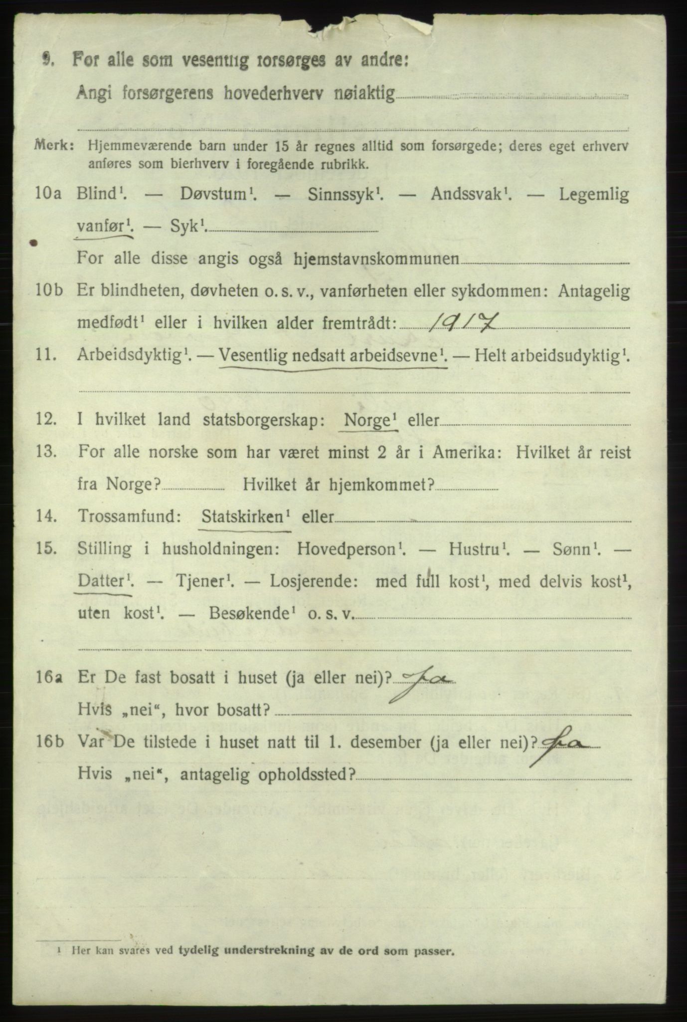 SAB, 1920 census for Fjelberg, 1920, p. 3278