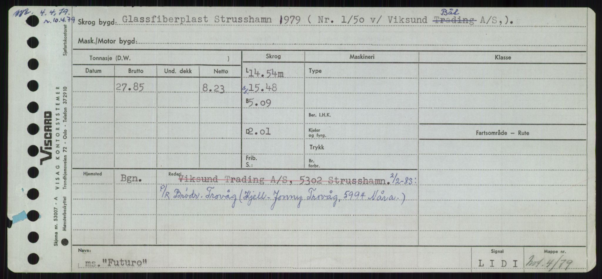 Sjøfartsdirektoratet med forløpere, Skipsmålingen, RA/S-1627/H/Ha/L0002/0001: Fartøy, Eik-Hill / Fartøy, Eik-F, p. 907