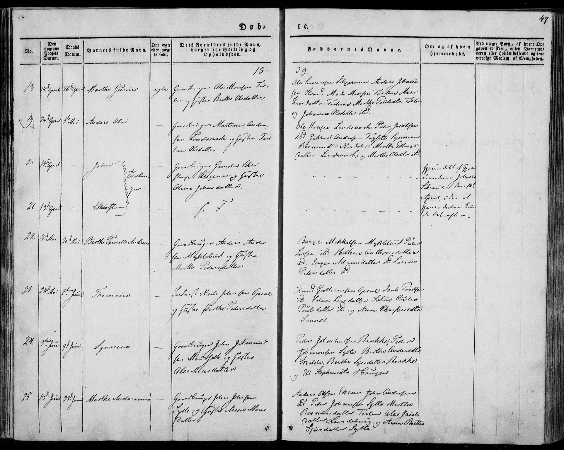 Ministerialprotokoller, klokkerbøker og fødselsregistre - Møre og Romsdal, AV/SAT-A-1454/501/L0005: Parish register (official) no. 501A05, 1831-1844, p. 47