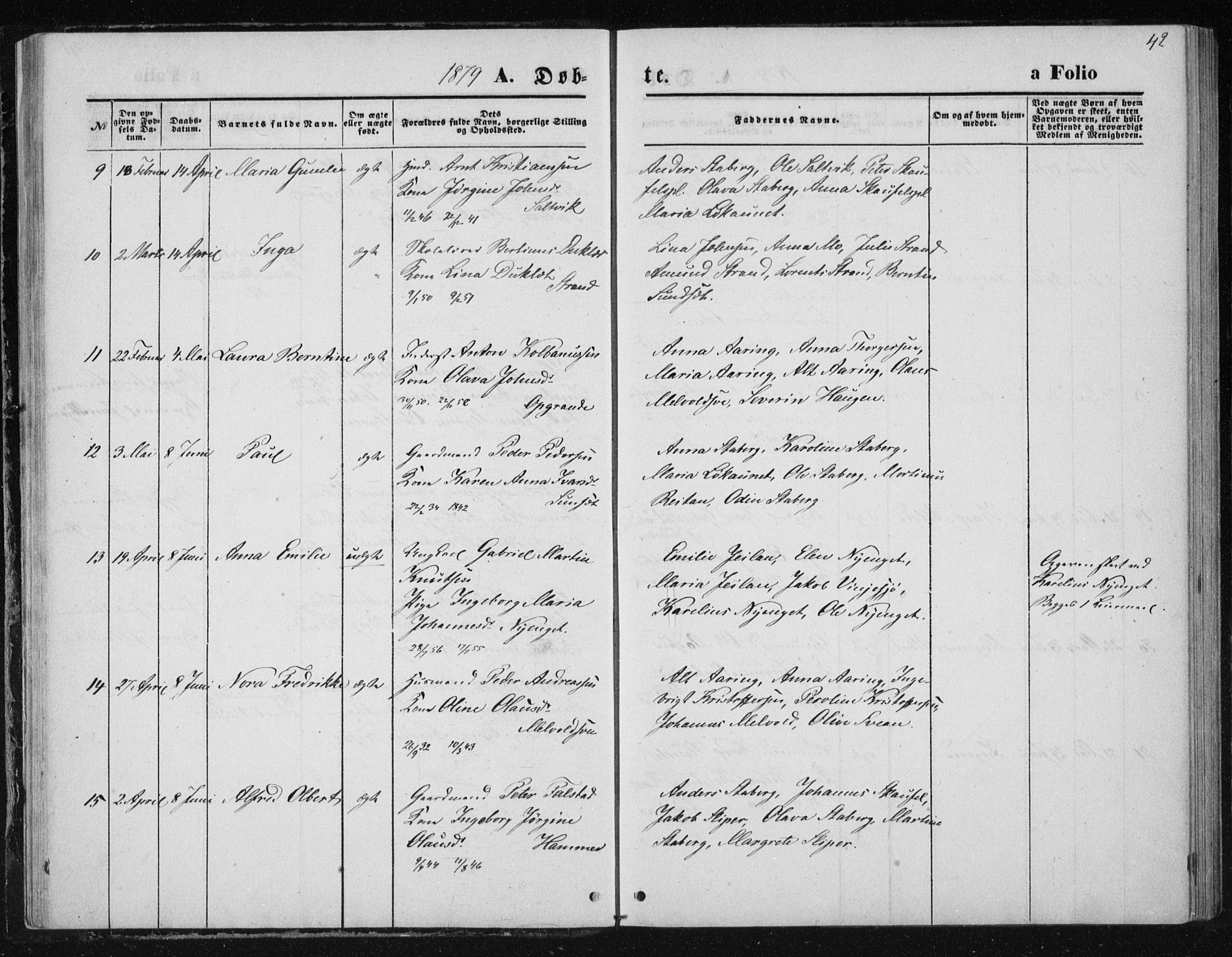 Ministerialprotokoller, klokkerbøker og fødselsregistre - Nord-Trøndelag, AV/SAT-A-1458/733/L0324: Parish register (official) no. 733A03, 1870-1883, p. 42