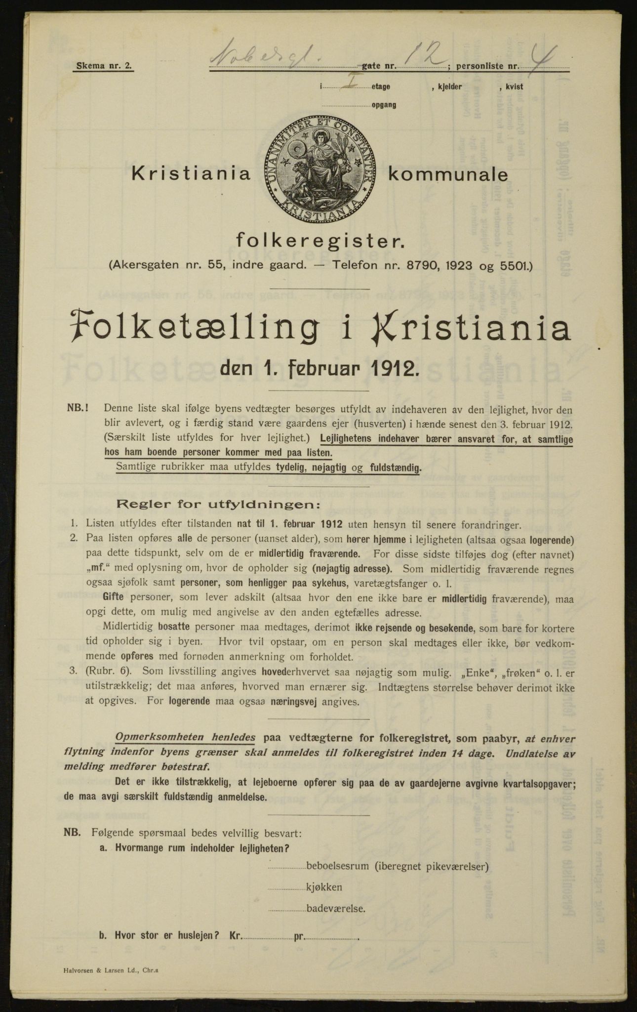 OBA, Municipal Census 1912 for Kristiania, 1912, p. 71845
