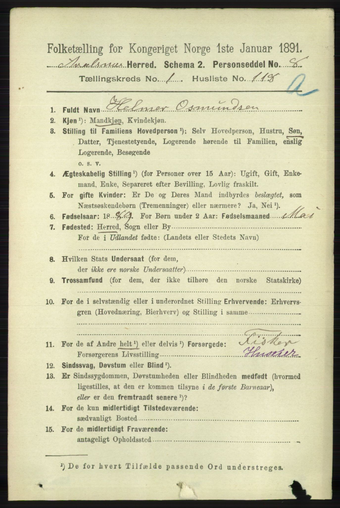 RA, 1891 census for 1147 Avaldsnes, 1891, p. 793