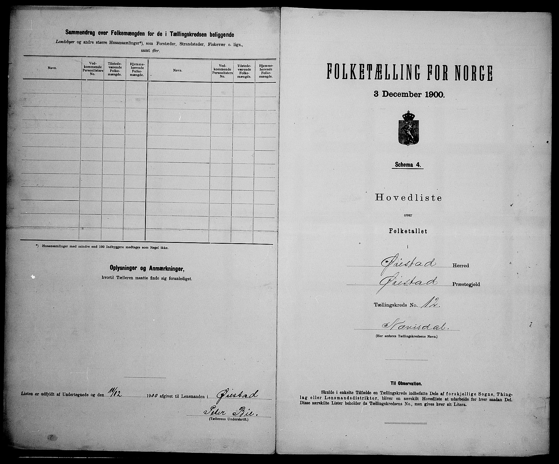 SAK, 1900 census for Øyestad, 1900, p. 42