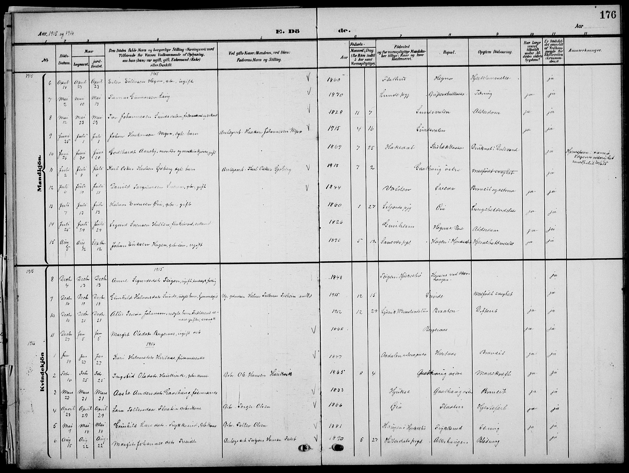 Sauherad kirkebøker, SAKO/A-298/G/Ga/L0004a: Parish register (copy) no. I 4a, 1906-1934, p. 176