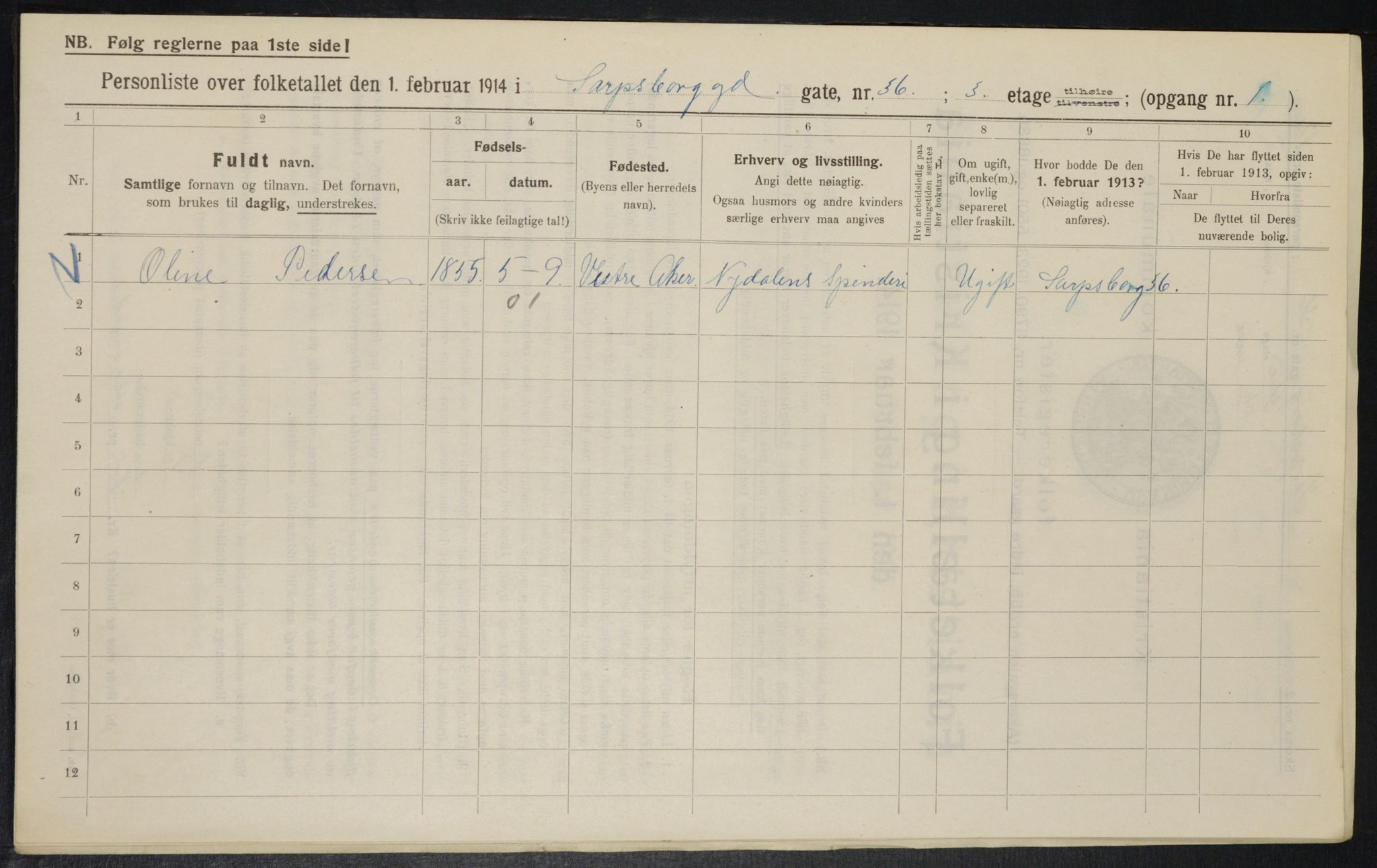 OBA, Municipal Census 1914 for Kristiania, 1914, p. 89025
