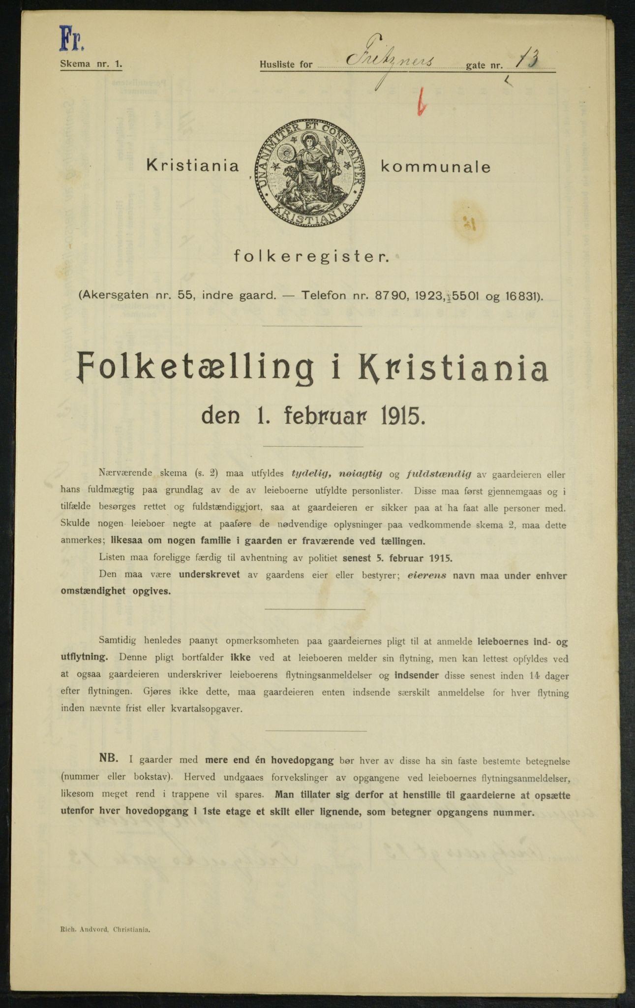 OBA, Municipal Census 1915 for Kristiania, 1915, p. 26758