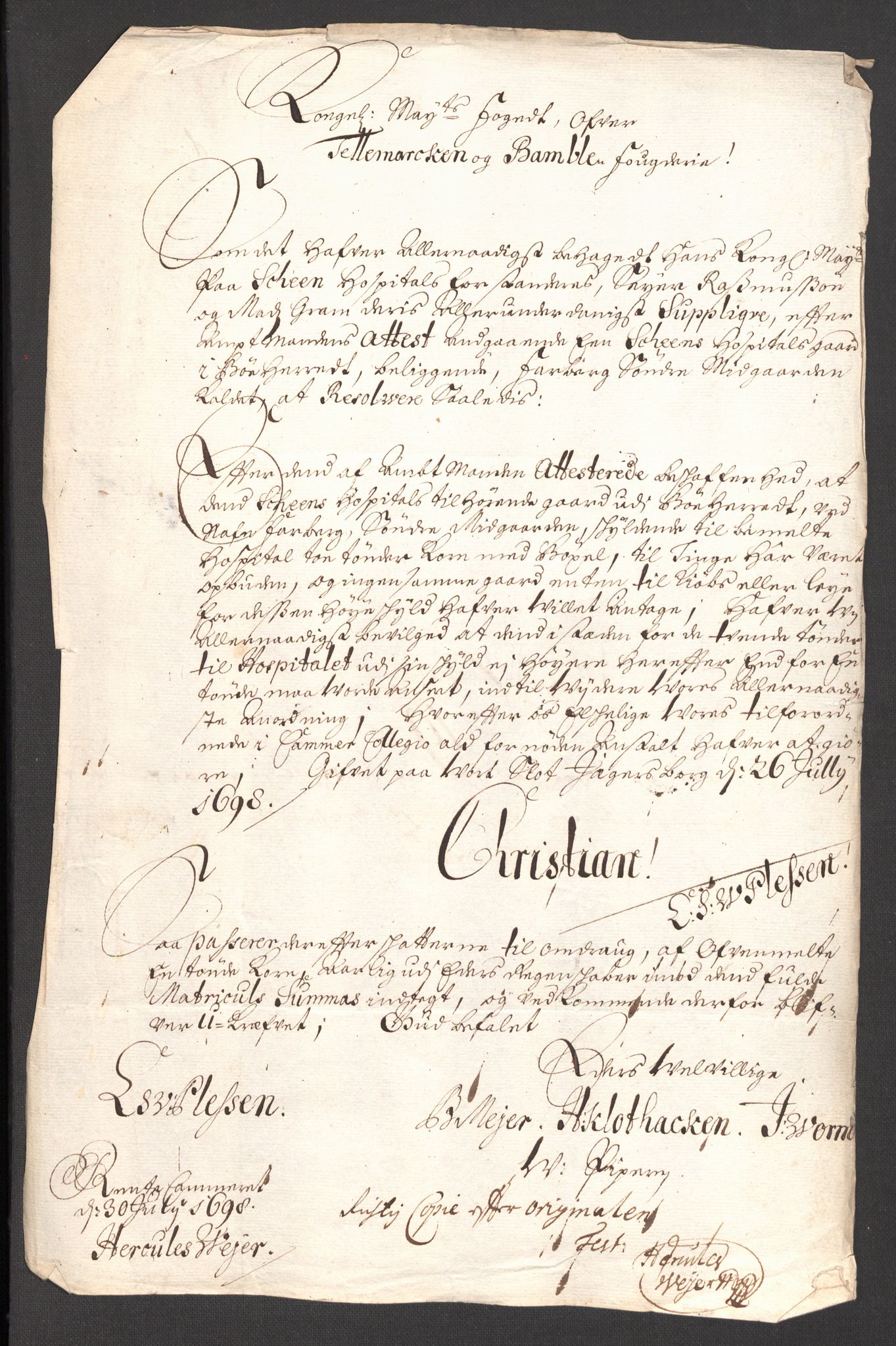 Rentekammeret inntil 1814, Reviderte regnskaper, Fogderegnskap, AV/RA-EA-4092/R36/L2099: Fogderegnskap Øvre og Nedre Telemark og Bamble, 1698, p. 249