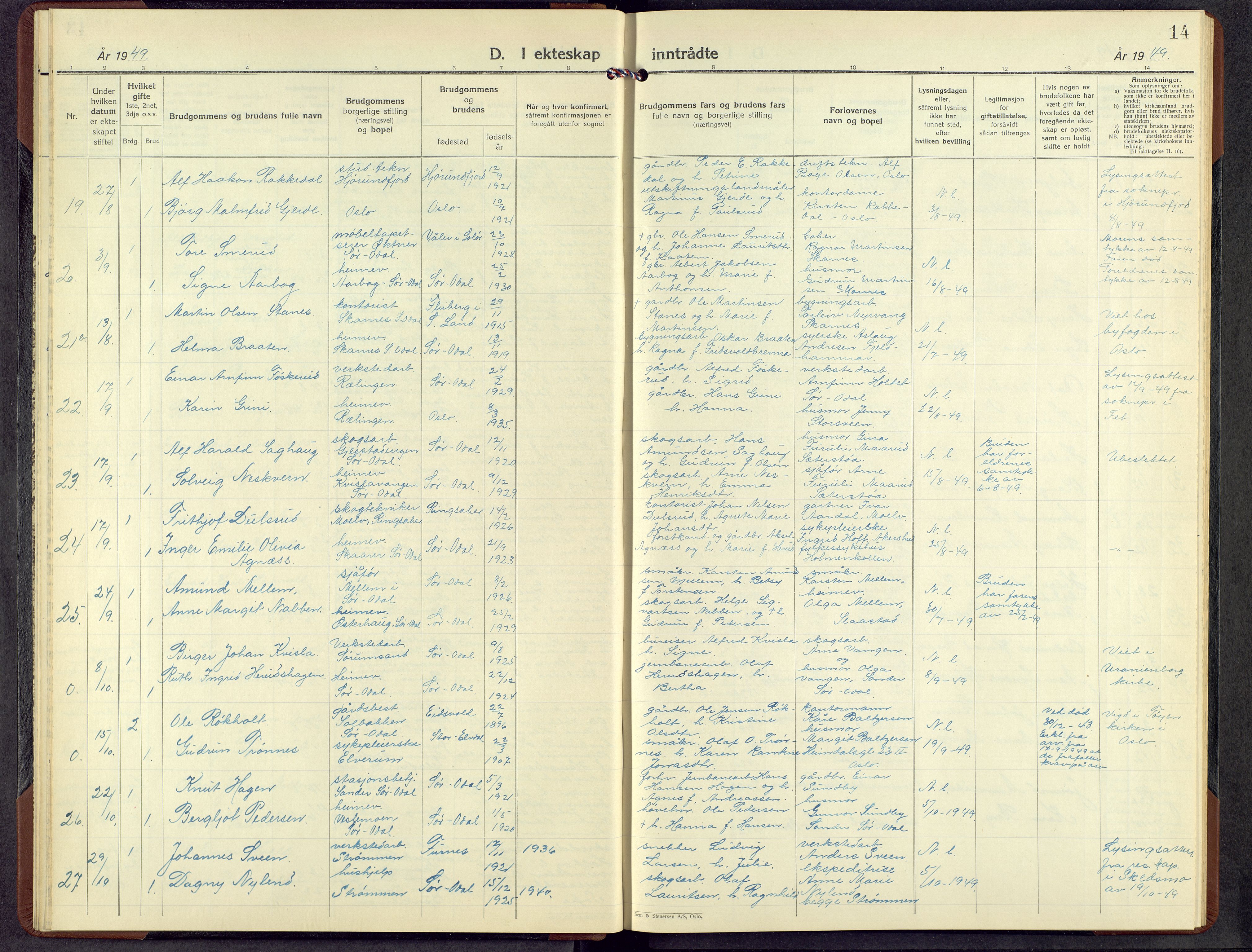 Sør-Odal prestekontor, AV/SAH-PREST-030/H/Ha/Hab/L0015: Parish register (copy) no. 15, 1947-1973, p. 14