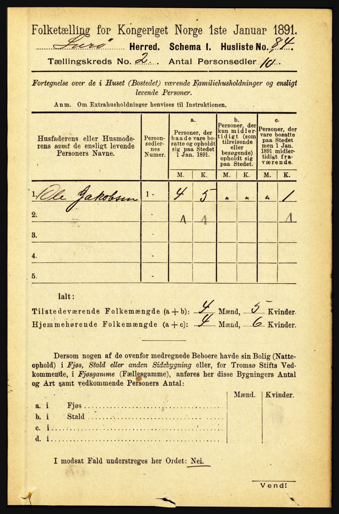 RA, 1891 census for 1834 Lurøy, 1891, p. 740