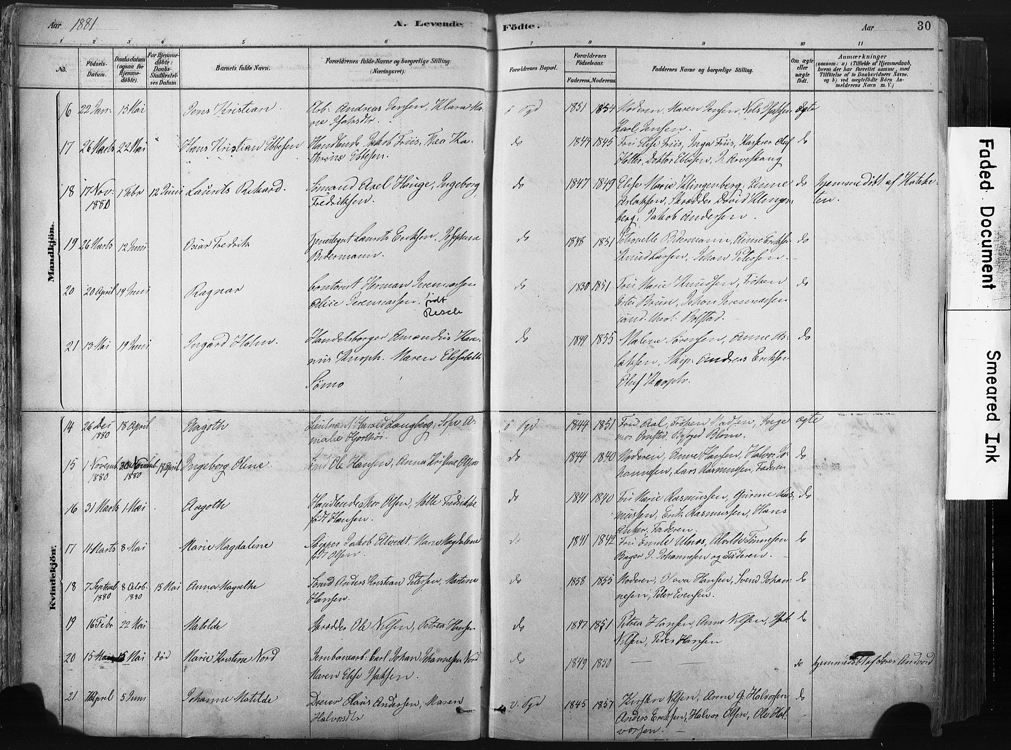 Porsgrunn kirkebøker , AV/SAKO-A-104/F/Fa/L0008: Parish register (official) no. 8, 1878-1895, p. 30