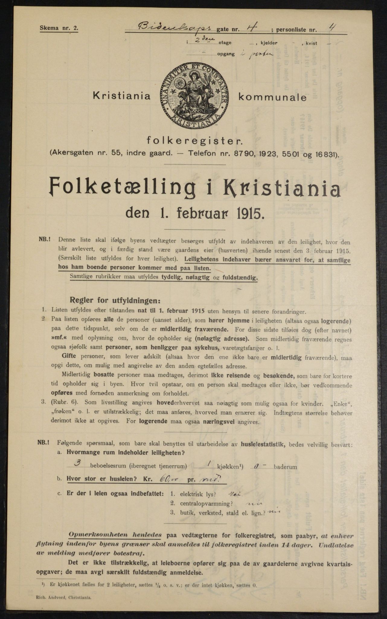 OBA, Municipal Census 1915 for Kristiania, 1915, p. 4816