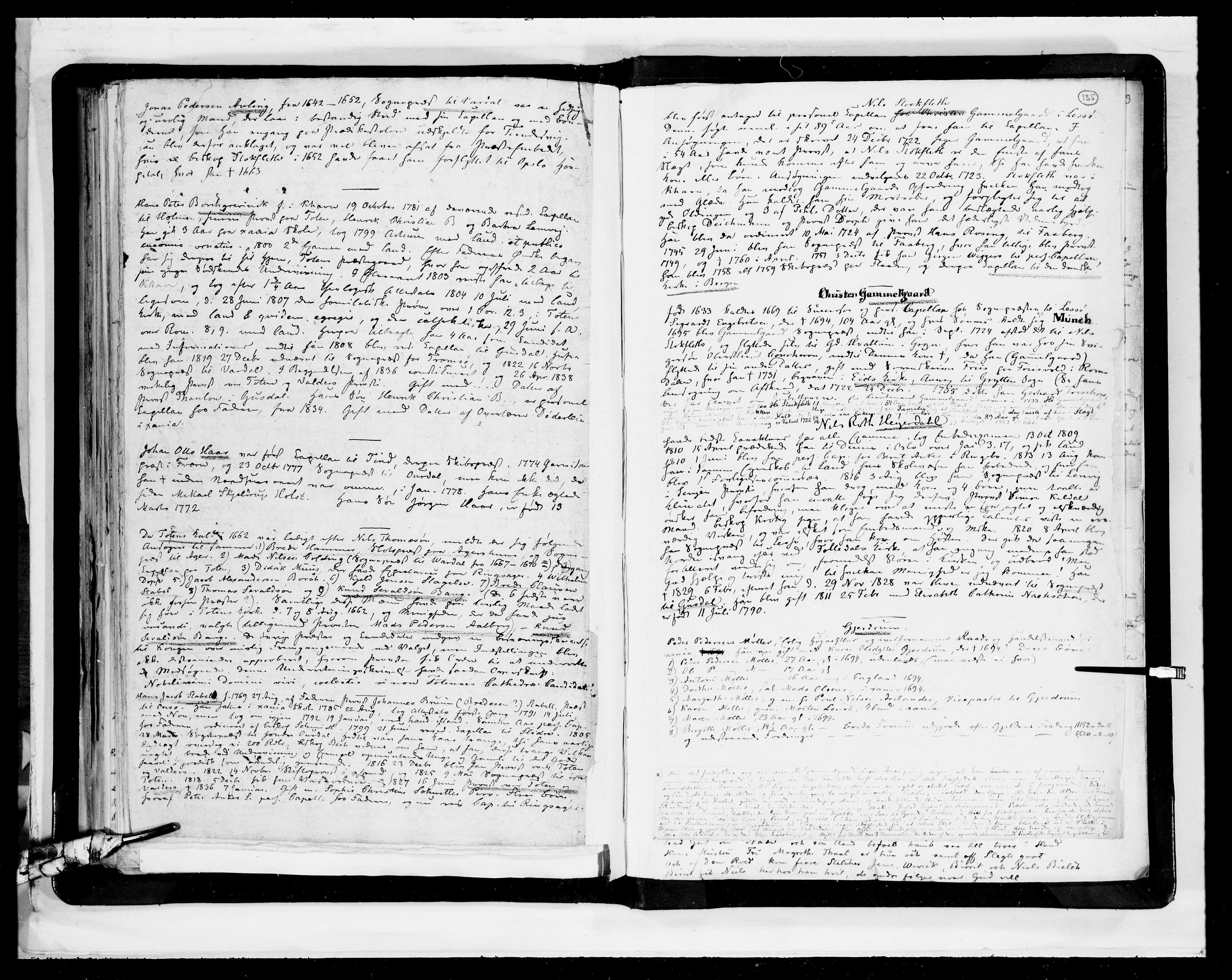 Lassens samlinger, AV/RA-PA-0051/F/Fb/L0074: Utdrag av kirkebøker mv., p. 134b-135a
