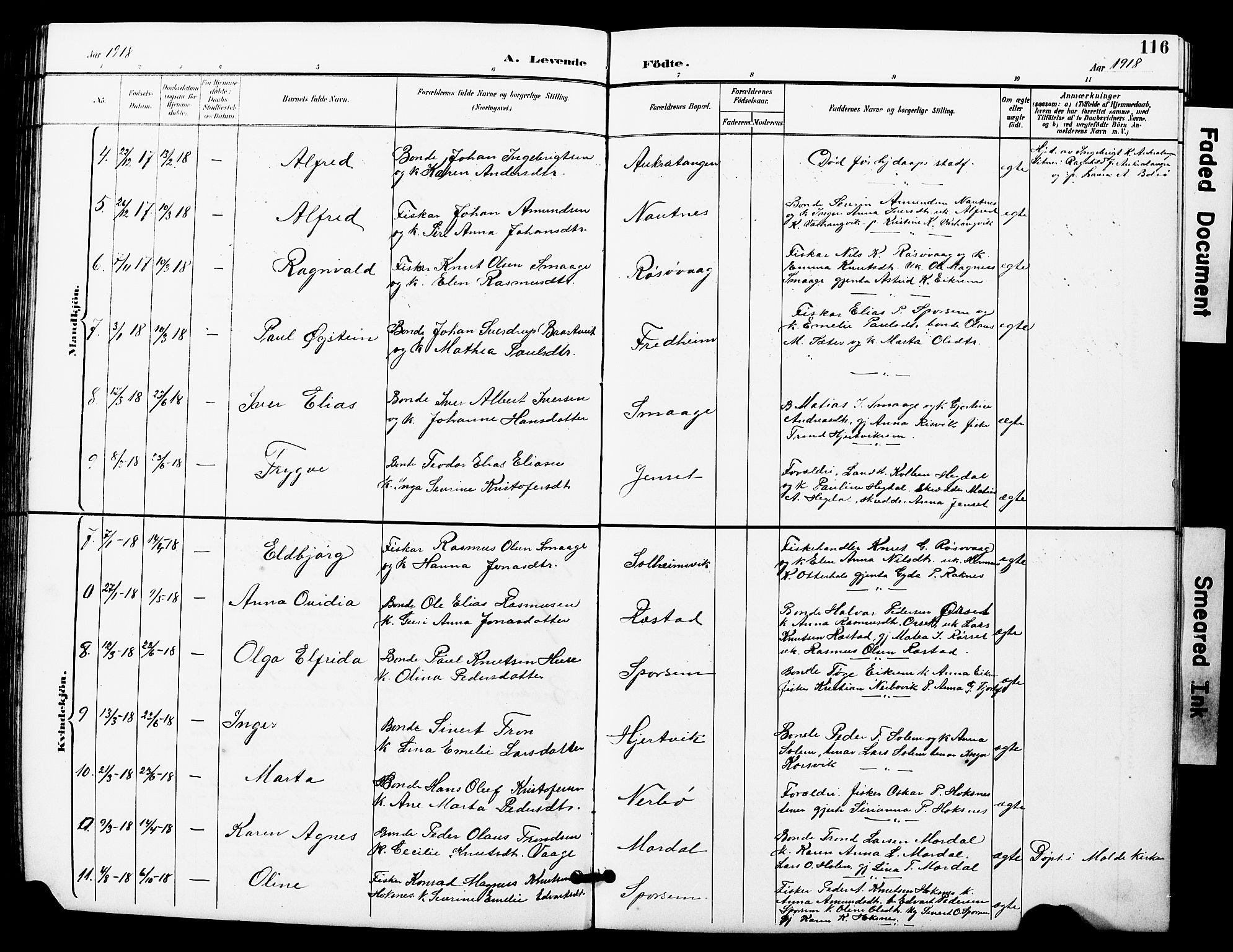 Ministerialprotokoller, klokkerbøker og fødselsregistre - Møre og Romsdal, SAT/A-1454/560/L0725: Parish register (copy) no. 560C02, 1895-1930, p. 116