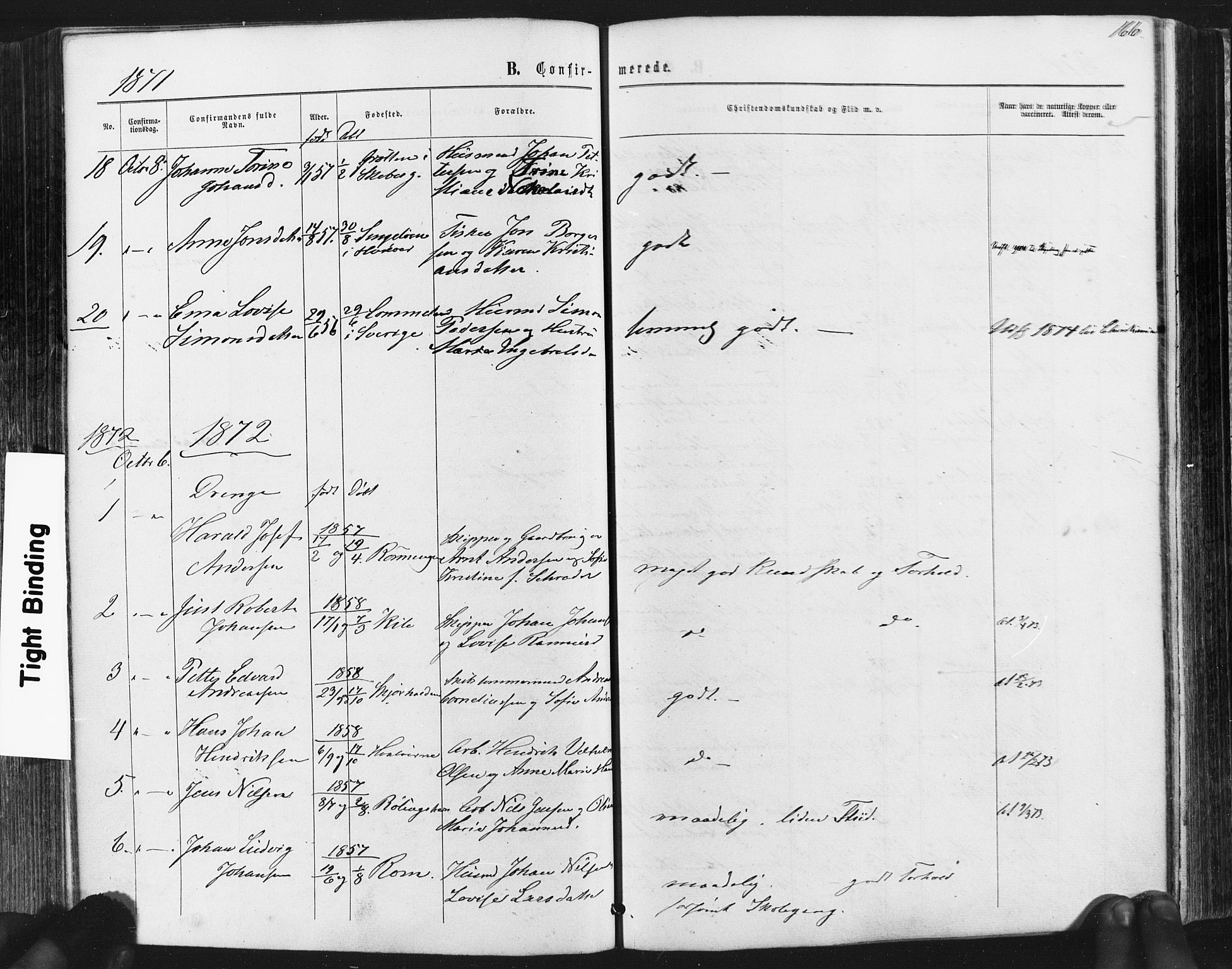 Hvaler prestekontor Kirkebøker, SAO/A-2001/F/Fa/L0007: Parish register (official) no. I 7, 1864-1878, p. 166