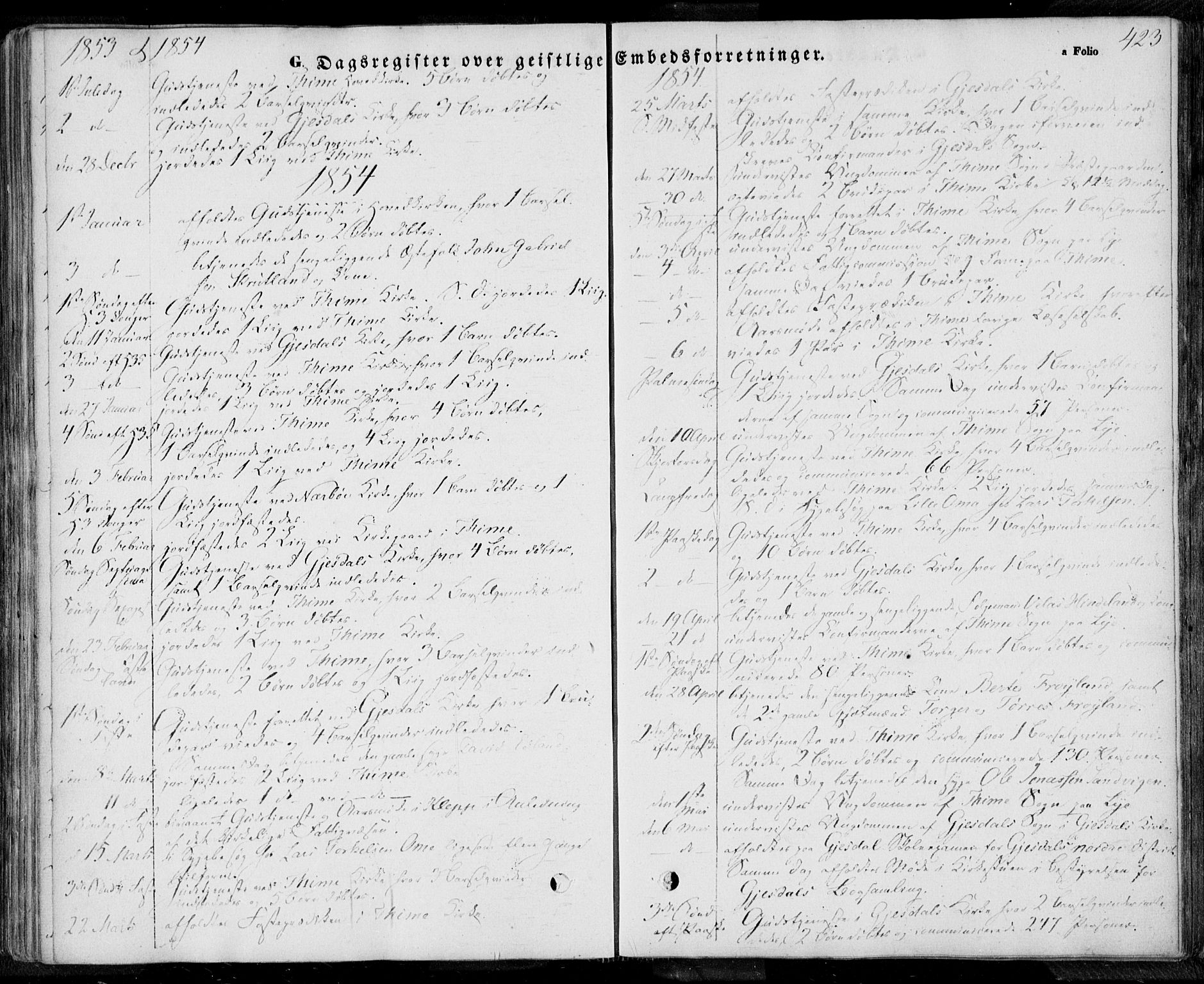 Lye sokneprestkontor, AV/SAST-A-101794/001/30BA/L0006: Parish register (official) no. A 5.2, 1842-1855, p. 423