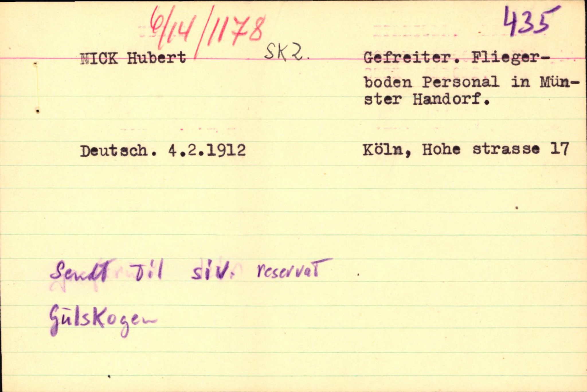 Forsvaret, Forsvarets overkommando II, AV/RA-RAFA-3915/D/Db/L0024: CI Questionaires. Tyske okkupasjonsstyrker i Norge. Tyskere., 1945-1946, p. 103