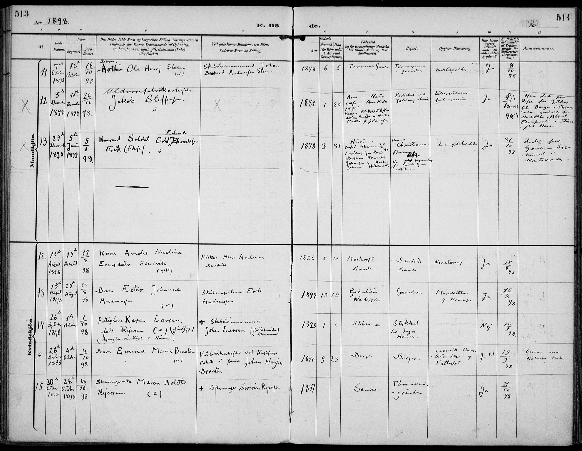 Strømm kirkebøker, SAKO/A-322/F/Fa/L0005: Parish register (official) no. I 5, 1898-1919, p. 513-514