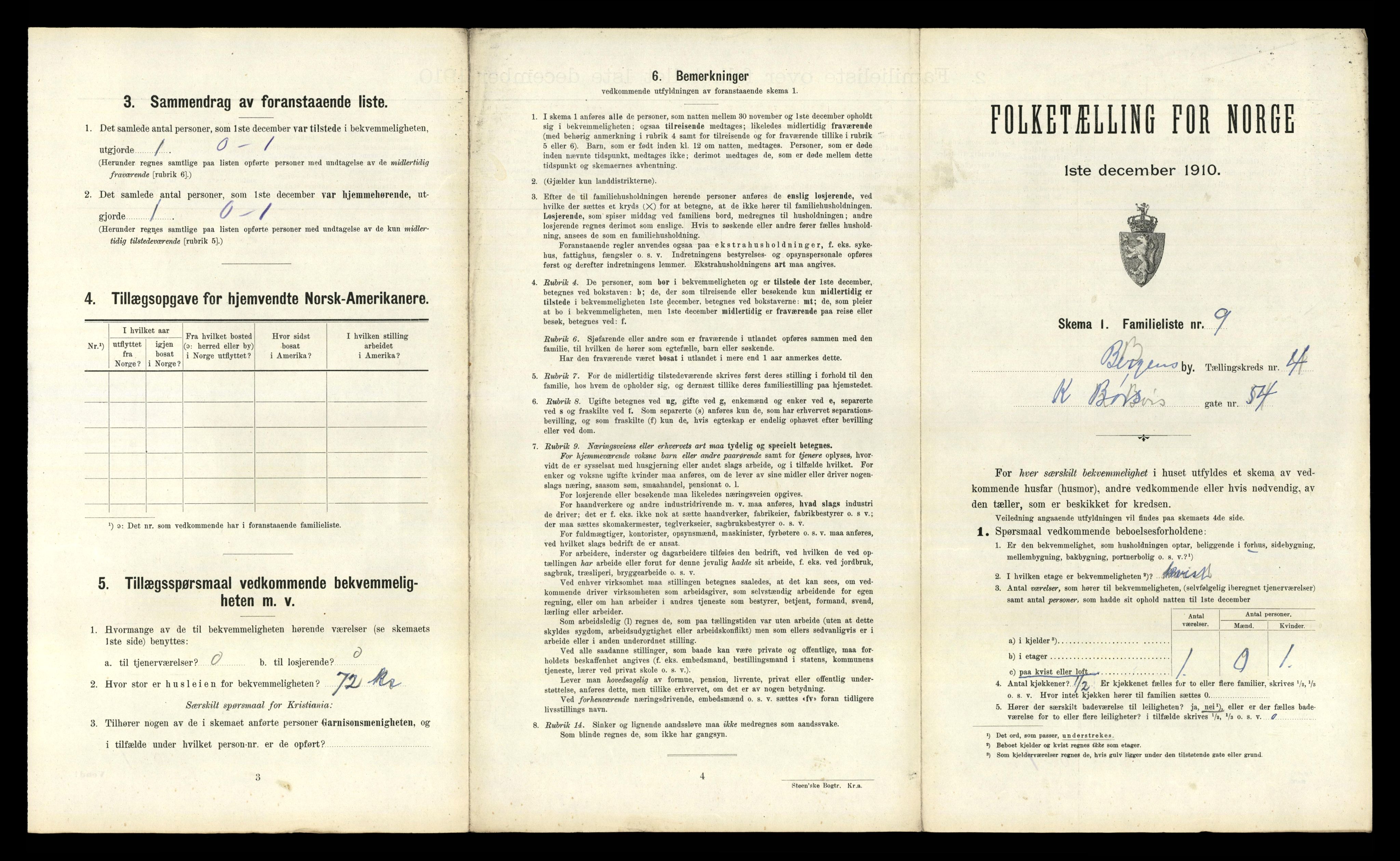 RA, 1910 census for Bergen, 1910, p. 1561