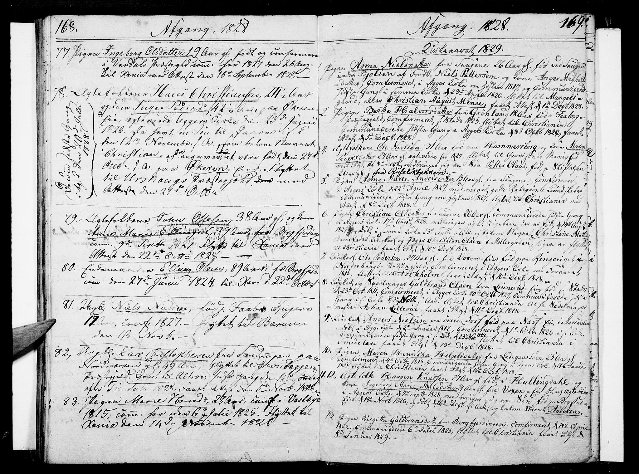 Aker prestekontor kirkebøker, SAO/A-10861/F/L0014a: Parish register (official) no. 14A, 1820-1833, p. 168-169