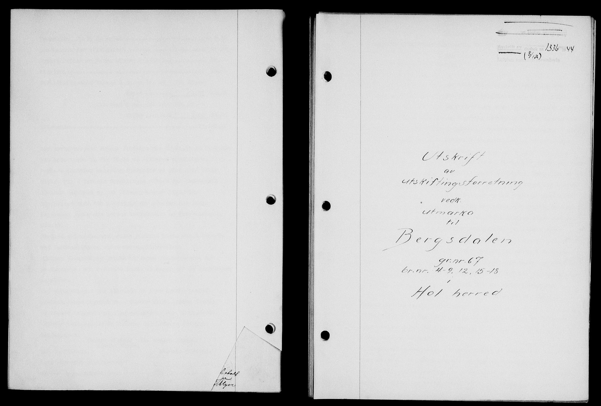 Lofoten sorenskriveri, SAT/A-0017/1/2/2C/L0013a: Mortgage book no. 13a, 1944-1946, Diary no: : 1336/1944