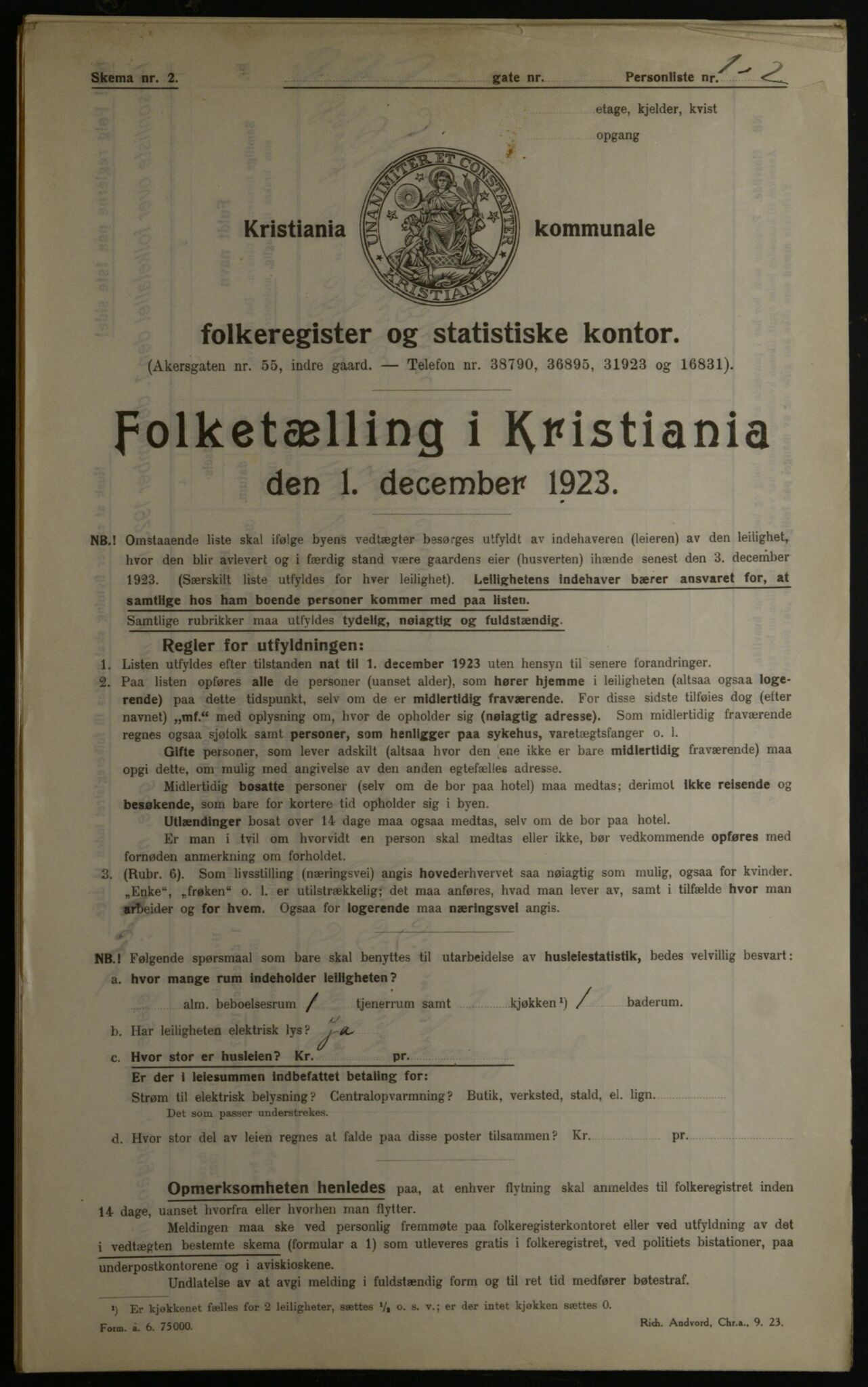 OBA, Municipal Census 1923 for Kristiania, 1923, p. 123229