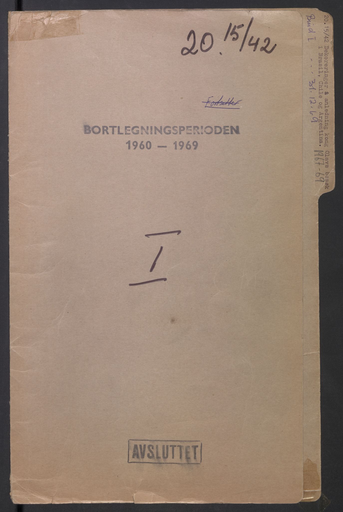 Utenriksdepartementet, hovedarkiv, RA/S-6794/D/Da/Daa/L0542: Ordensvesen. Statsoverhoders og fyrsters jubiléer og begravelser. Ordensvesen. Statsoverhoders og fyrsters jubiléer og begravelser. Statsjubiléer. Fyrstebesøk (utvekslinger). Flåtebesøk (utvekslinger), 1960-1969, p. 739