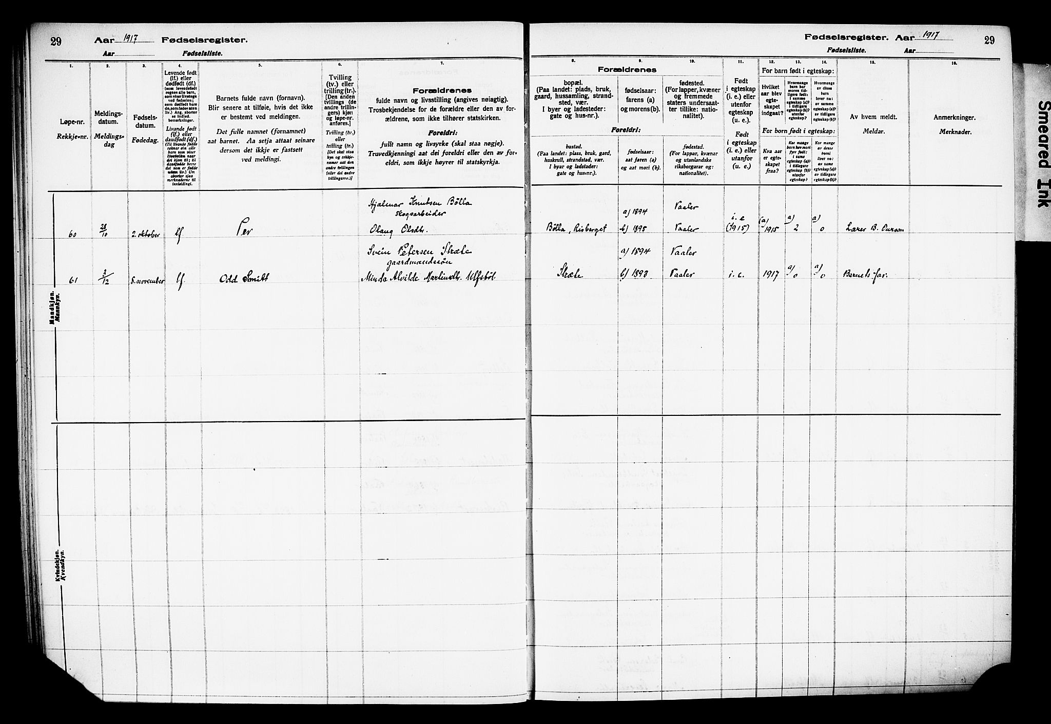 Våler prestekontor, Hedmark, AV/SAH-PREST-040/I/Id/L0001: Birth register no. 1, 1916-1930, p. 29